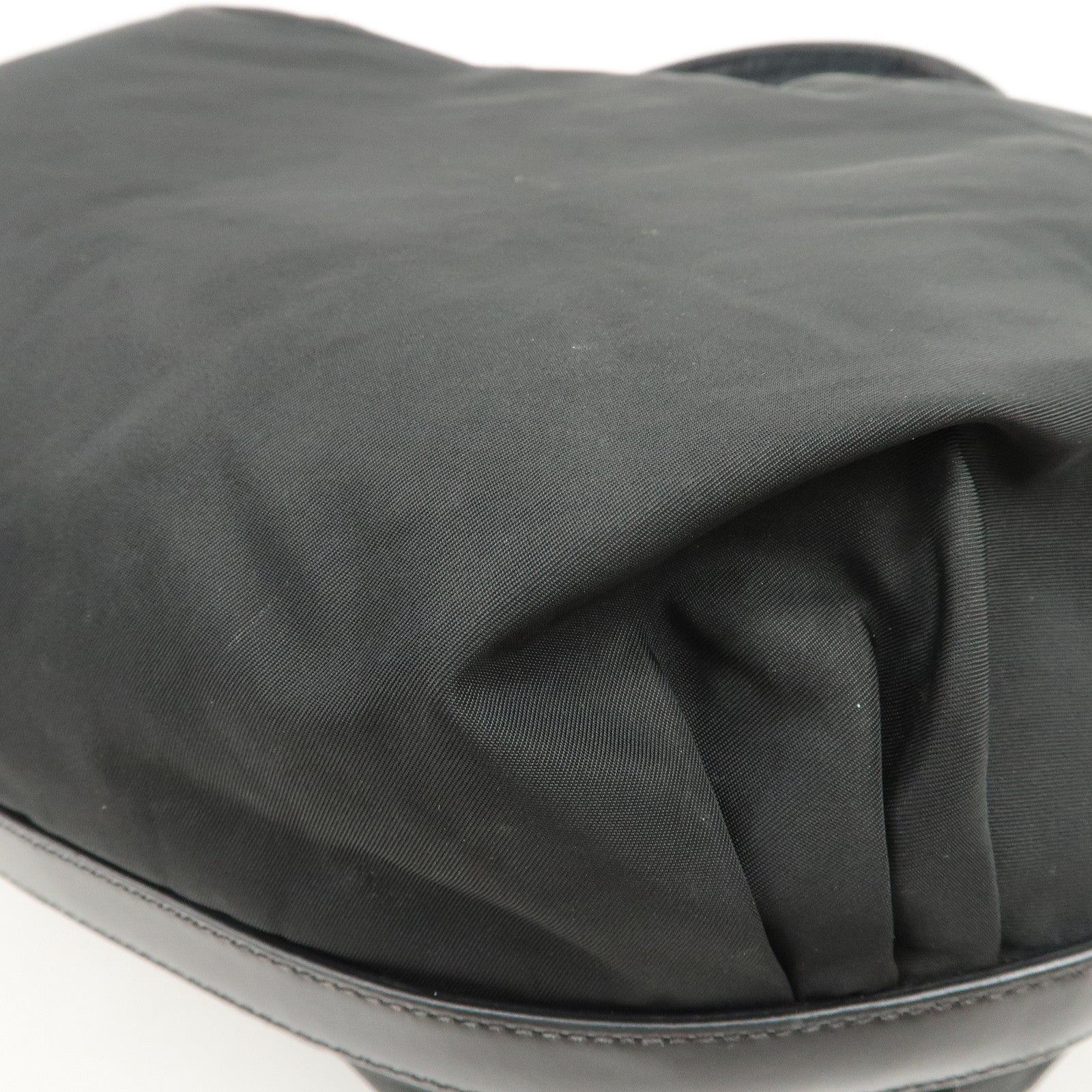 PRADA Logo Nylon Leather Shoulder Bag Hand Bag Black BR3287