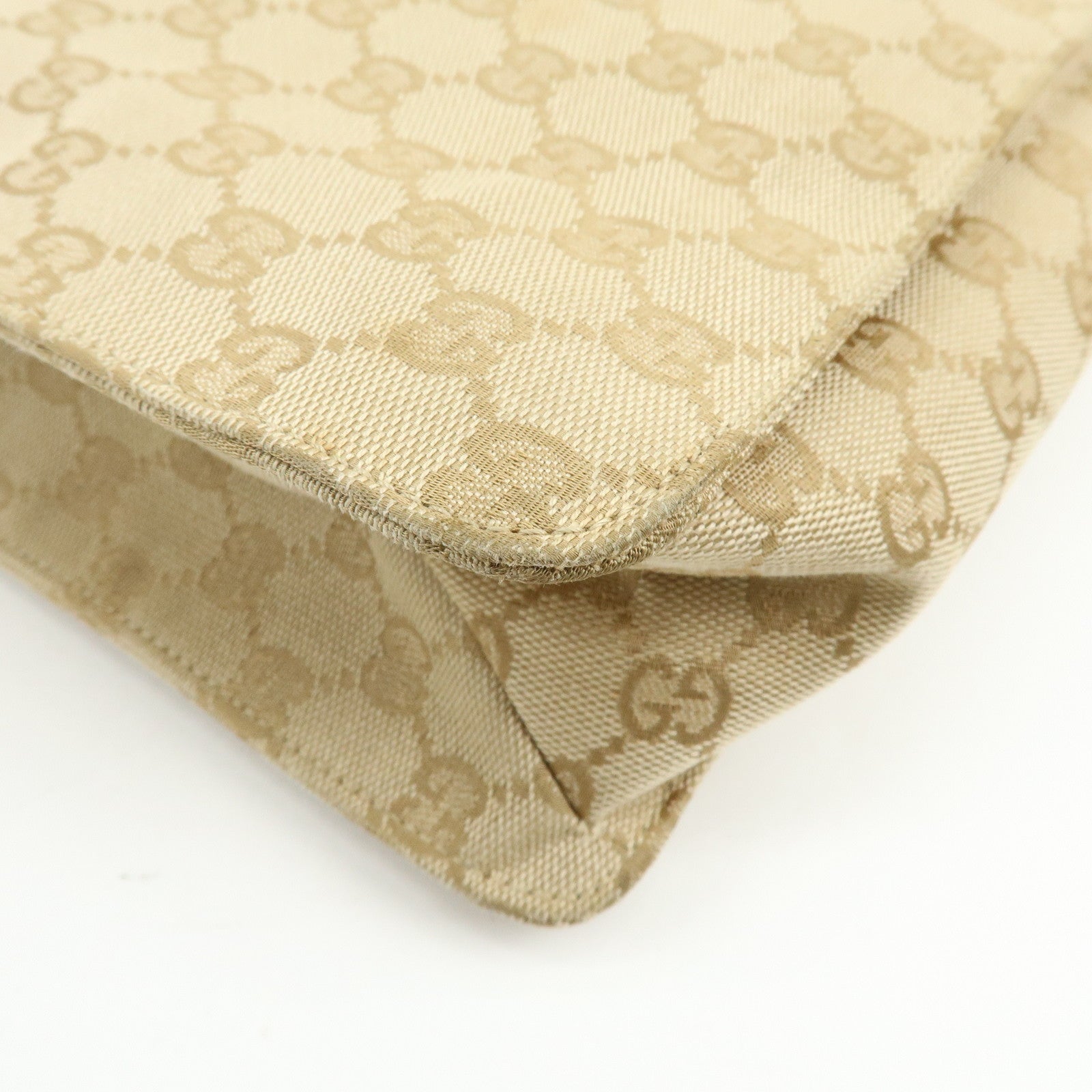 GUCCI GG Canvas Leather Shoulder Bag Crossbody Bag Beige Burgundy