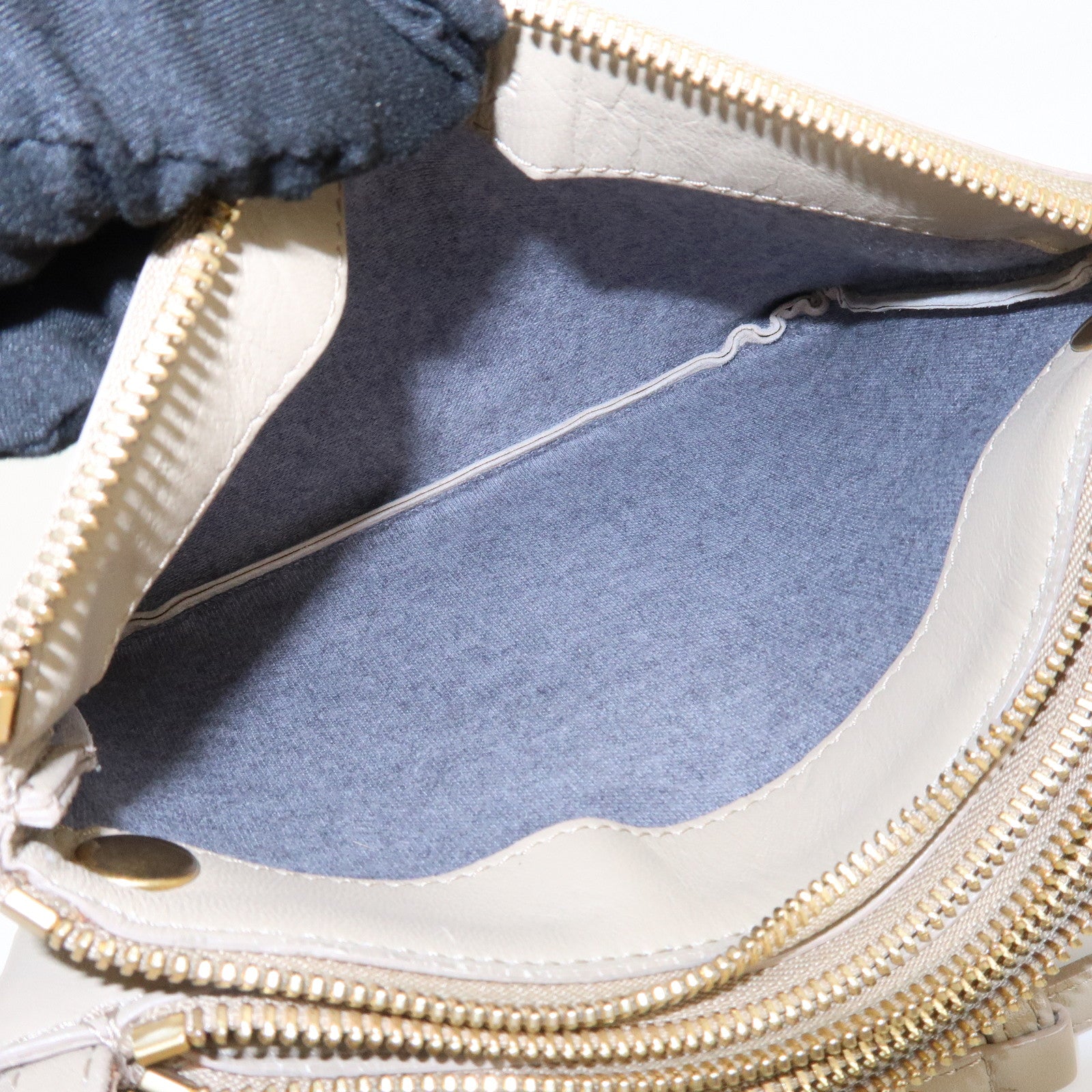 CELINE Calf Skin Trio Bag Shoulder Bag Crossbody Bag Beige