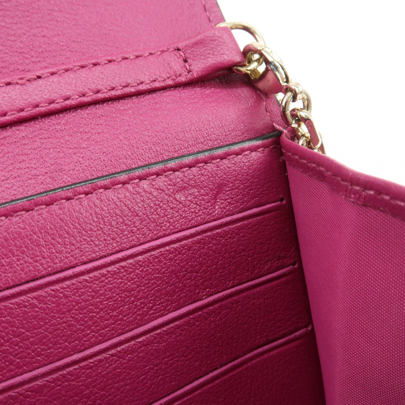 Christian Dior Leather Chain Wallet Hand Bag Black Pink