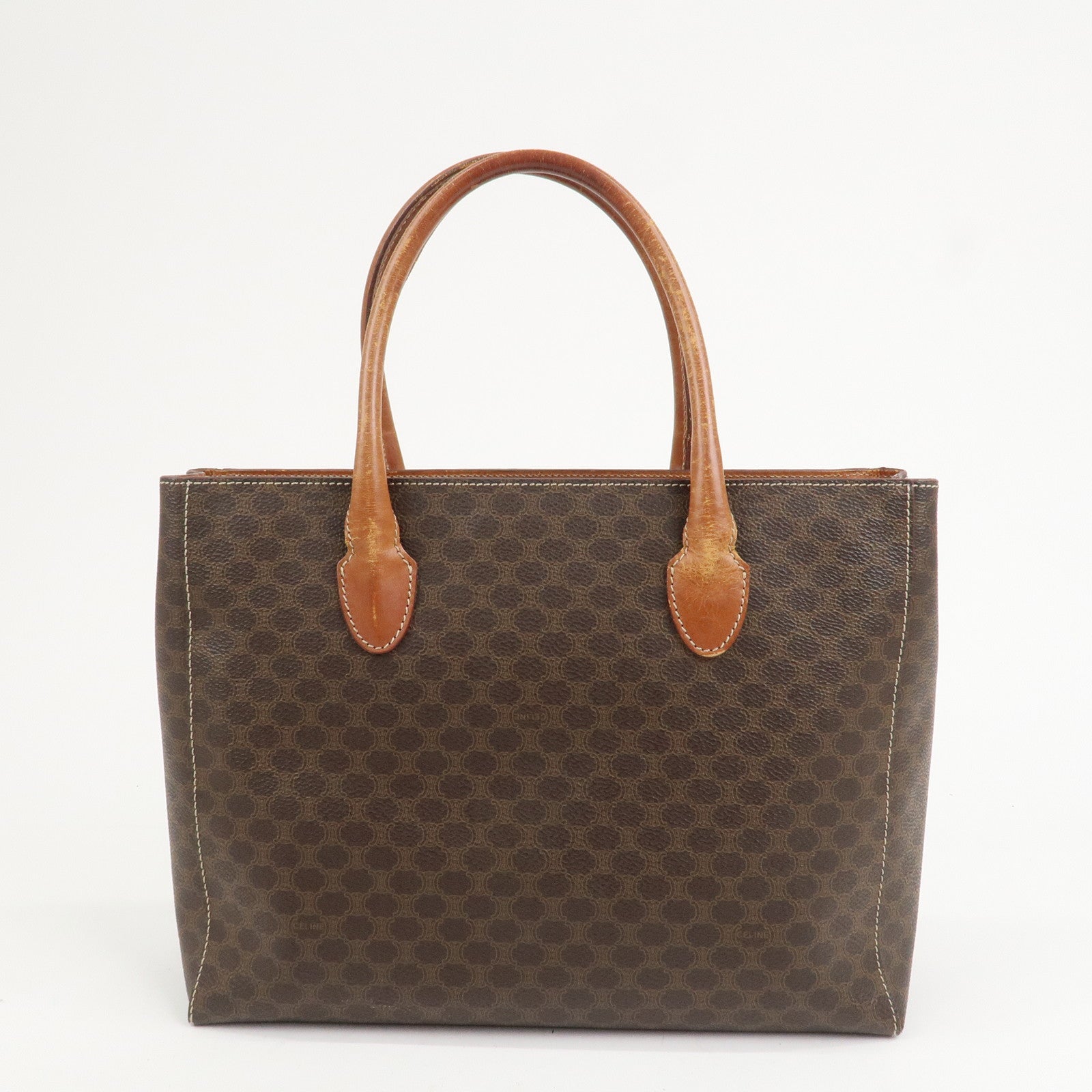 CELINE Macadam PVC Leather Tote Bag Hand Bag Brown