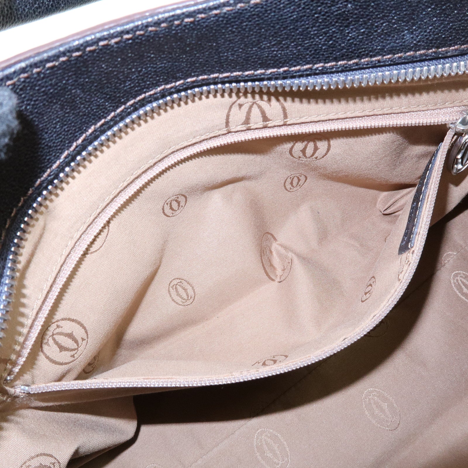 Cartier Marcello de Cartier Leather Hand Bag Tote Bag Black