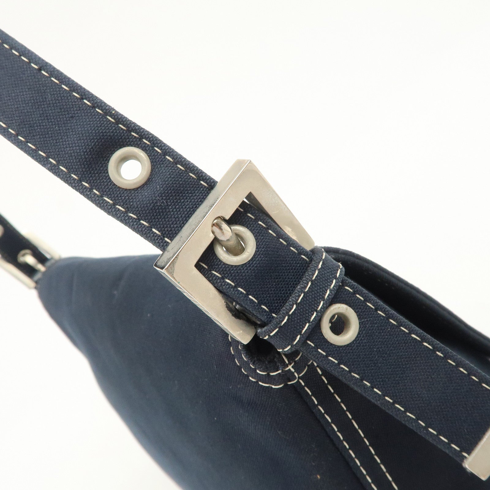 FENDI Mamma Baguette Canvas Shoulder Bag Dark Navy 26325
