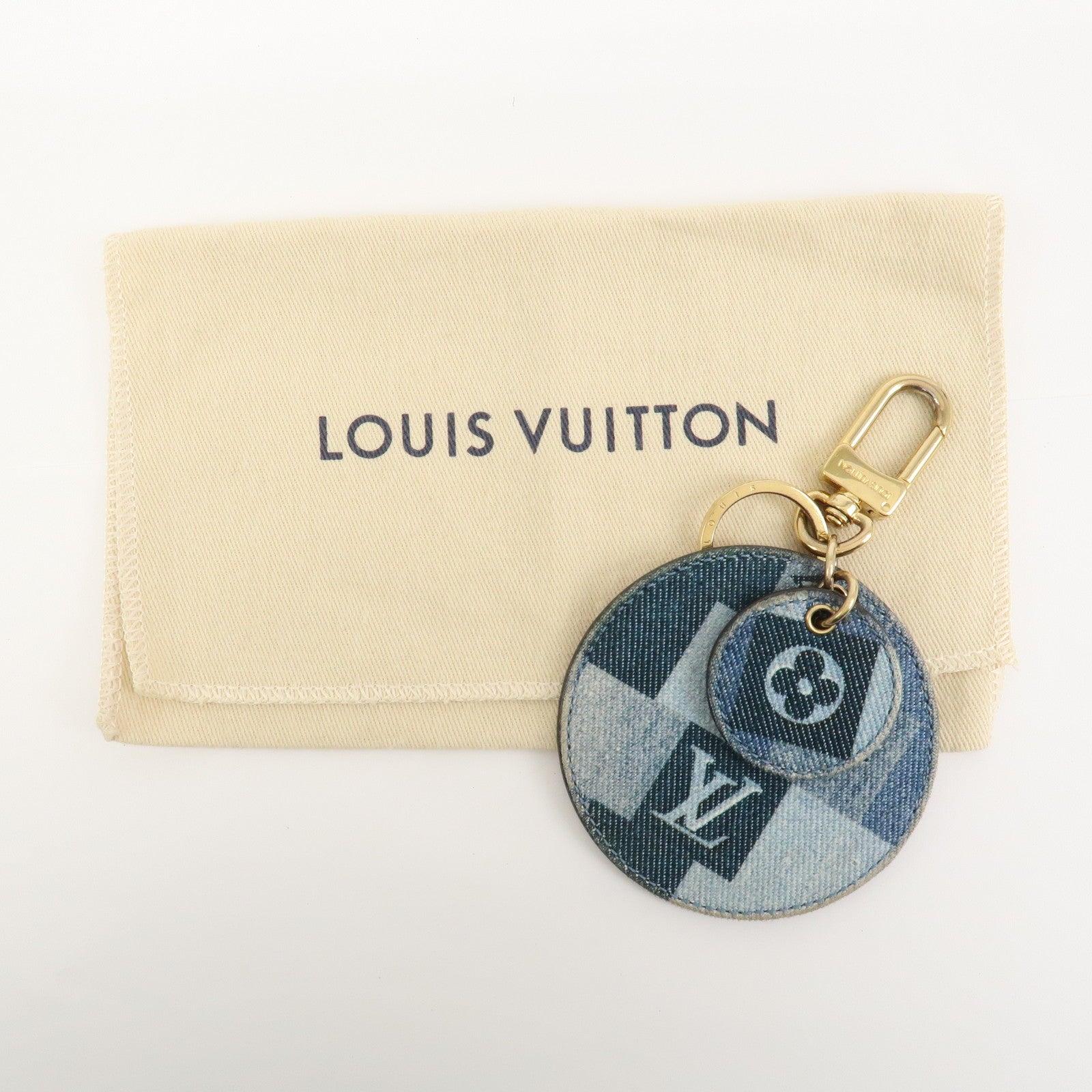 Louis Vuitton Monogram Porte Cles Denim Patchwork Key Chain M69017