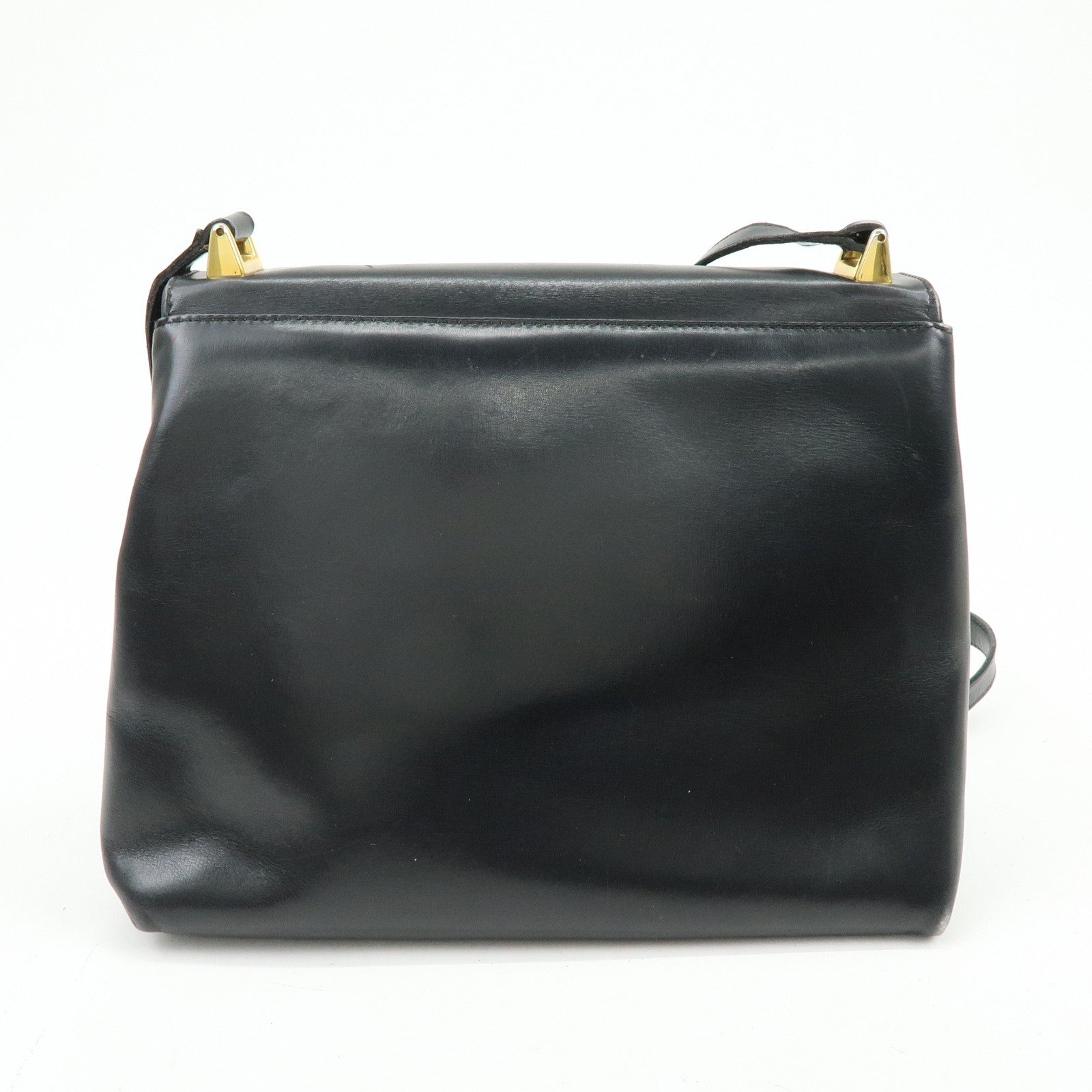 Ferragamo Gancini Leather Shoulder Bag Crossbody Bag Black