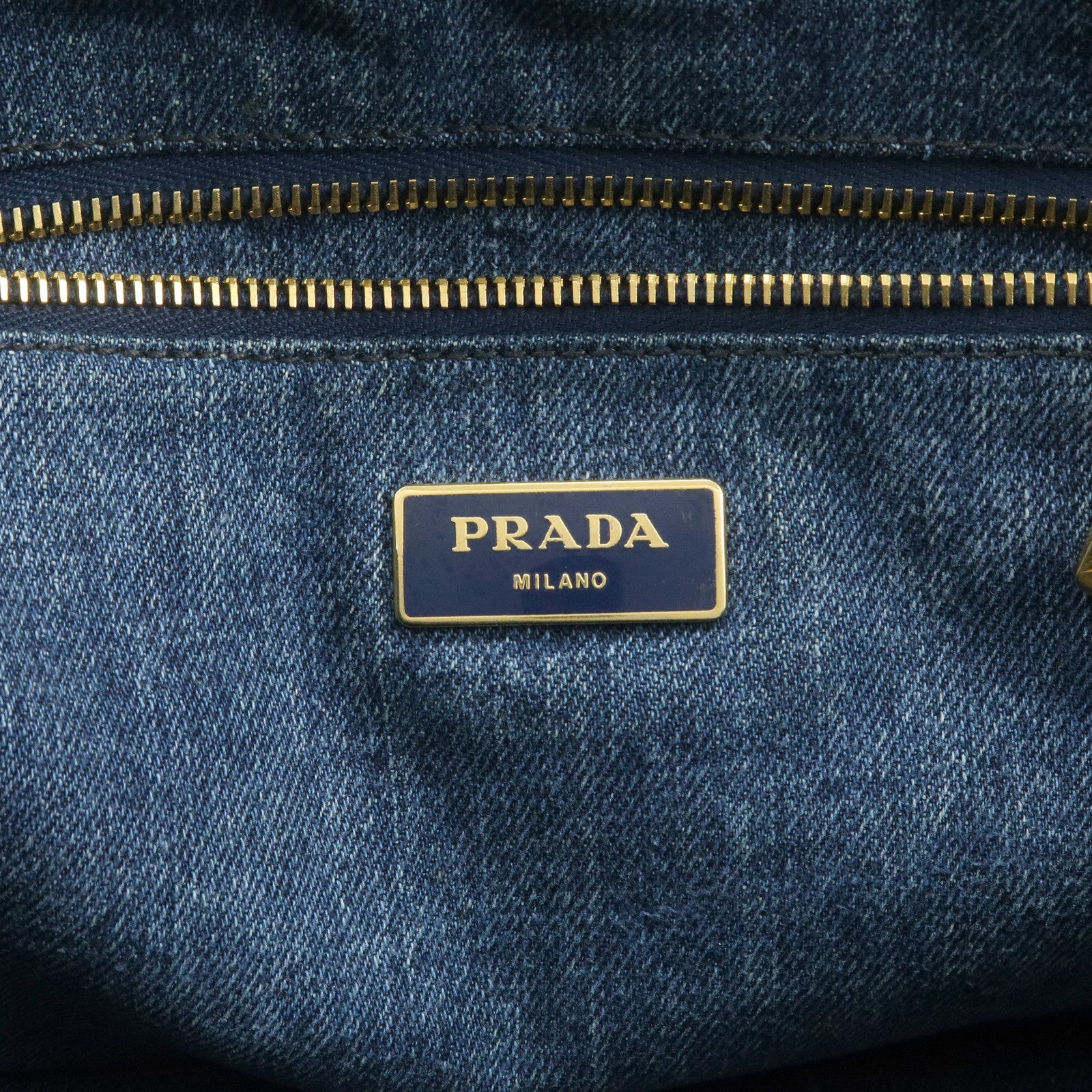 PRADA Triangle Logo Canapa Denim Tote Bag Hand Bag B1877B