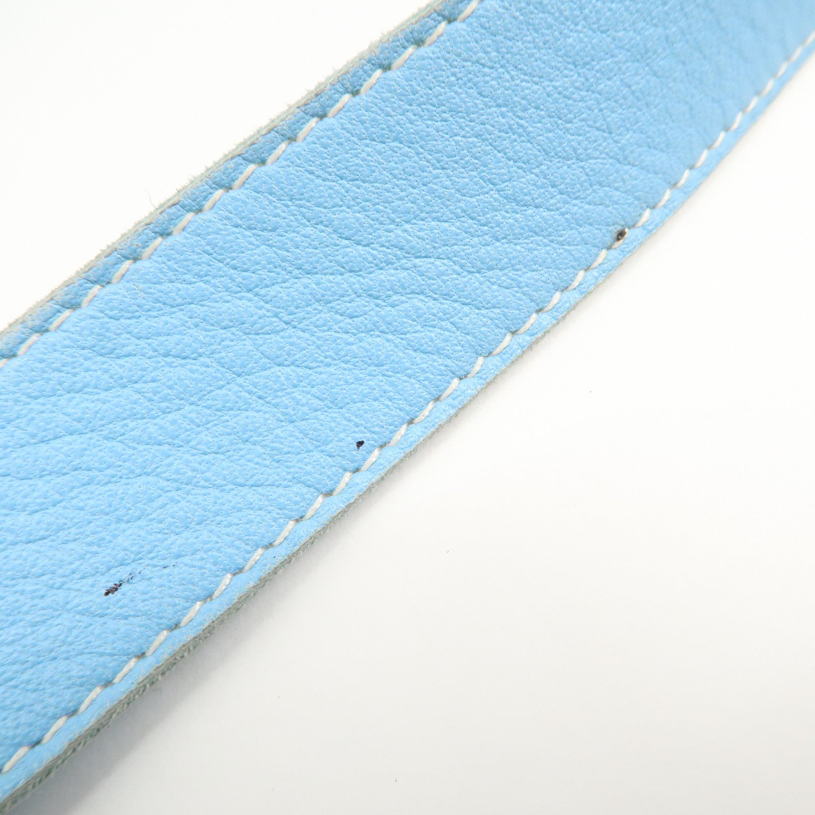 HERMES Lamb Skin Clou de Selle Shoulder Bag Crossbody Bag Blue