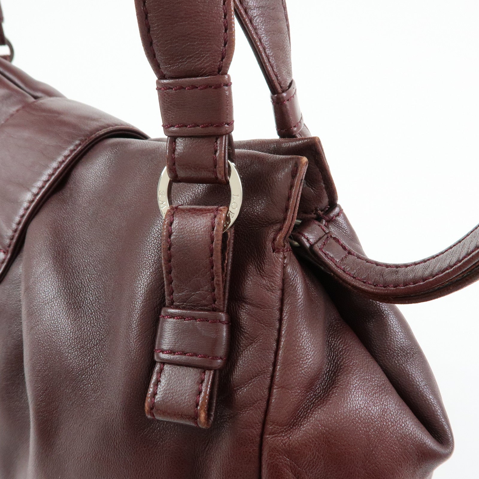 LOEWE Anagram Nappa Leather Hand Bag Shoulder Bag Bordeaux Brown