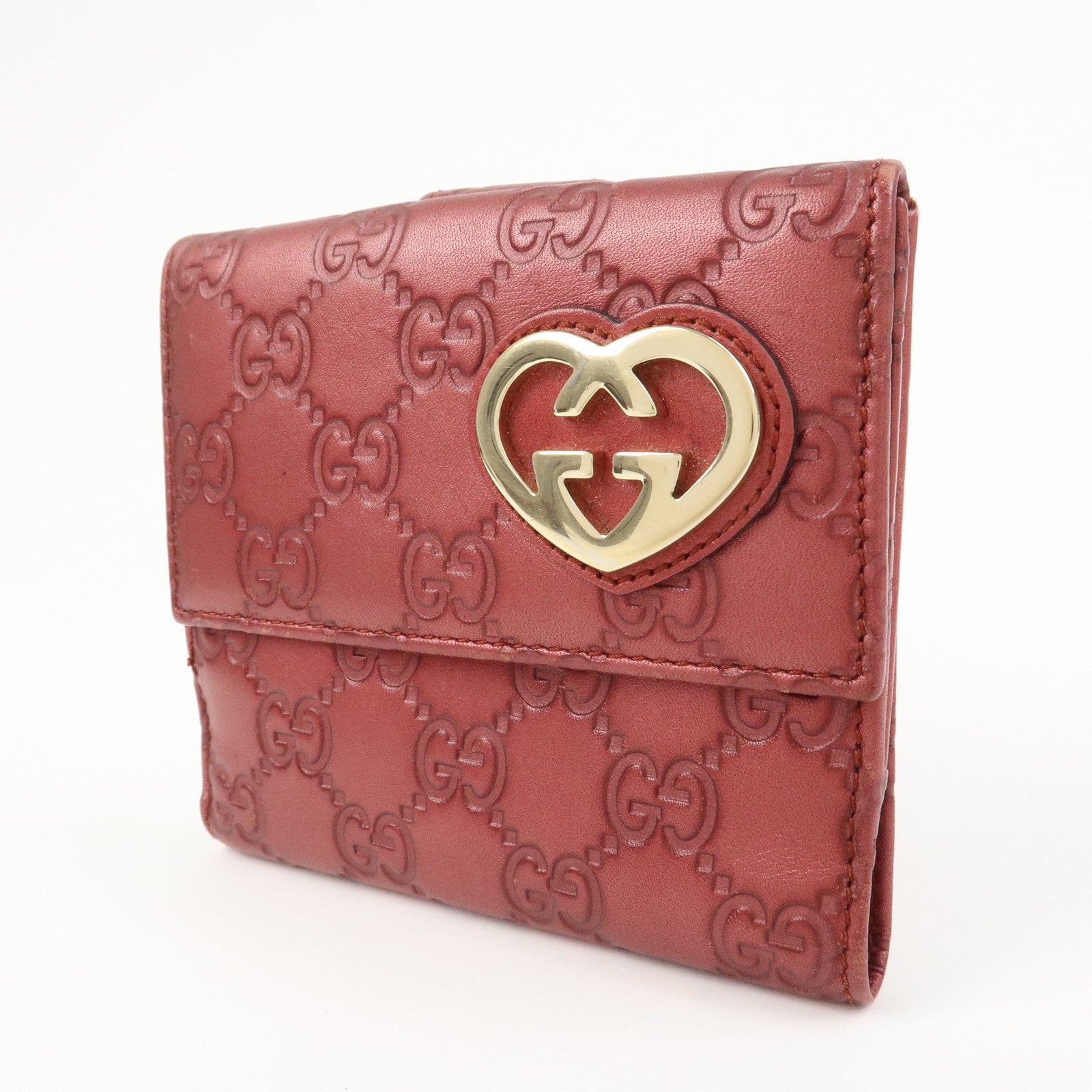 GUCCI Lovely Heart Guccissima W Hook Bi-fold Compact Wallet 245727