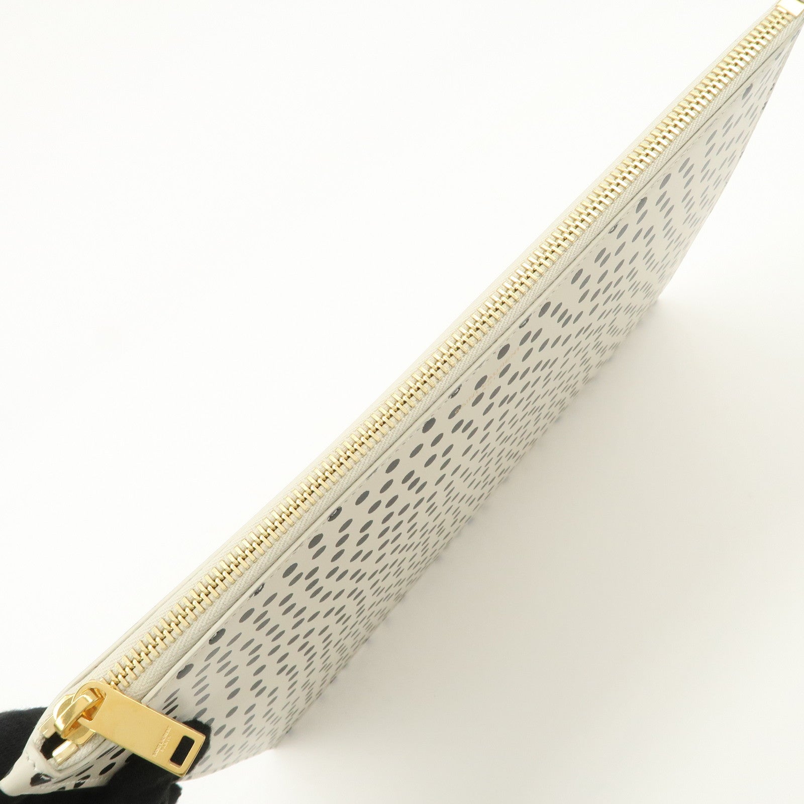 SAINT LAURENT PARIS Leather Clutch Bag Second Bag Dots Ivory Used