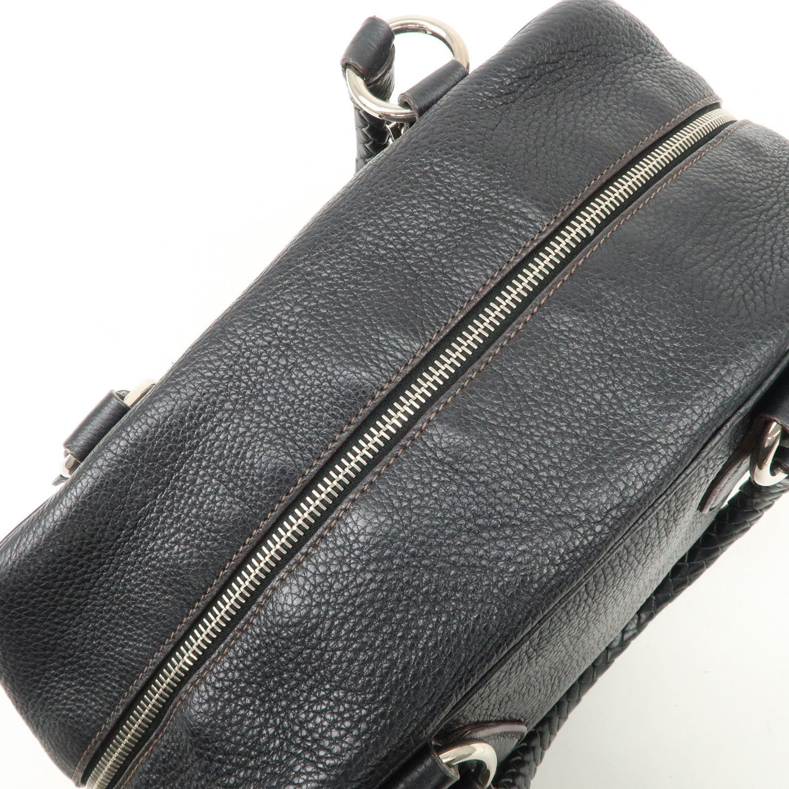 PRADA Logo Leather Hand Bag Mini Boston Bag Black BL0471 Used