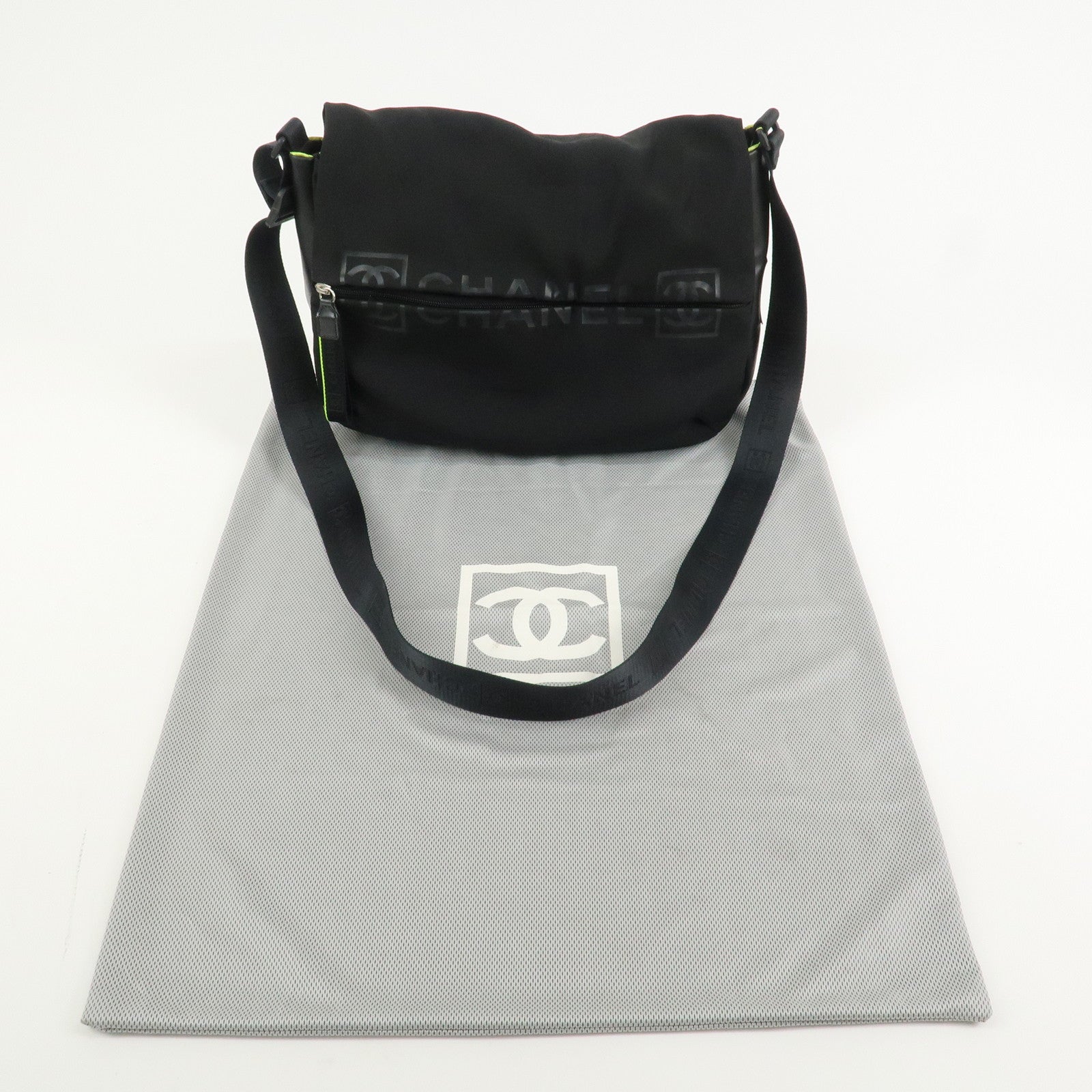 CHANEL Sport Line Nylon Shoulder Bag Messenger Bag Black A26709