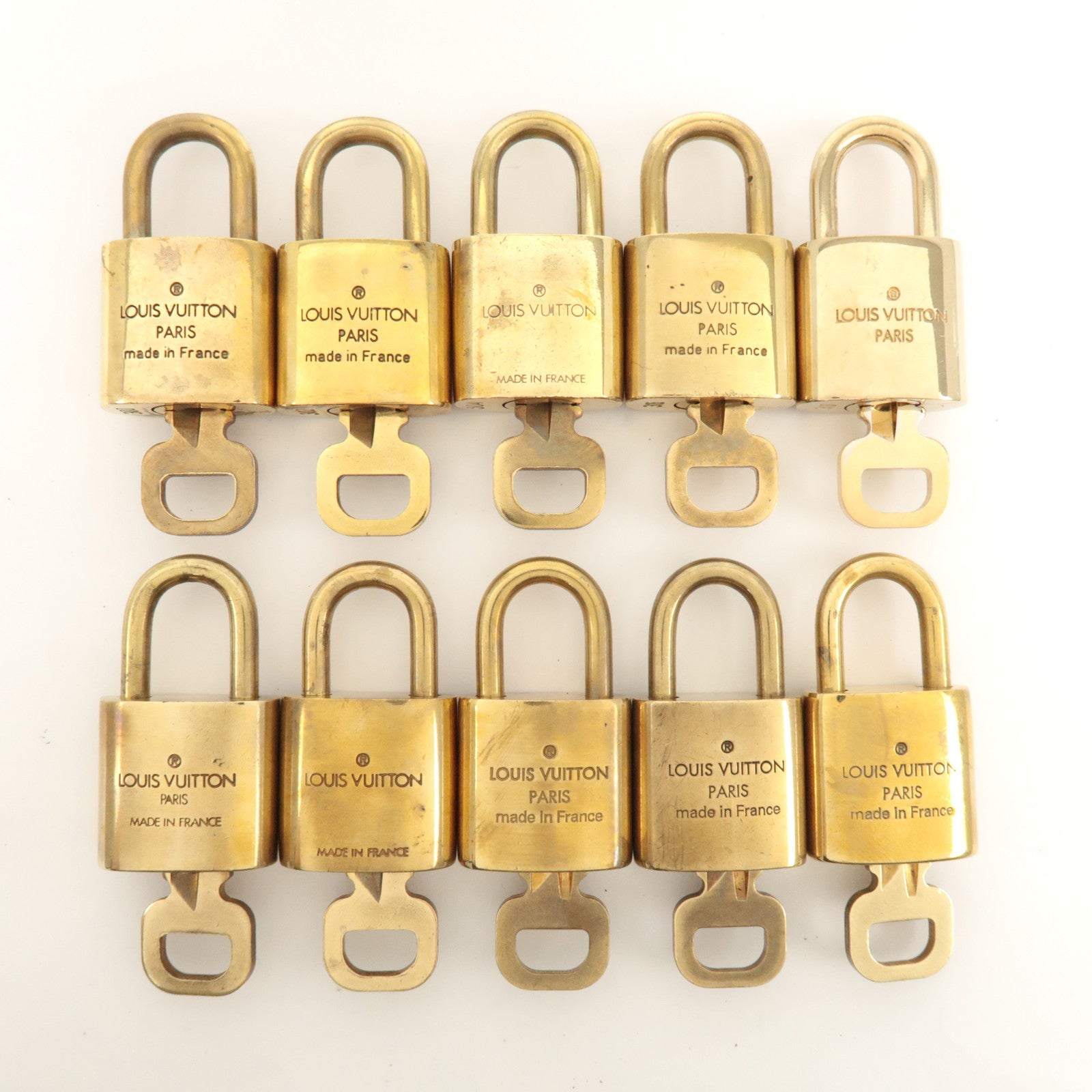 Louis Vuitton Set of 10 Lock & Key Cadena Key Lock Metal Gold Used
