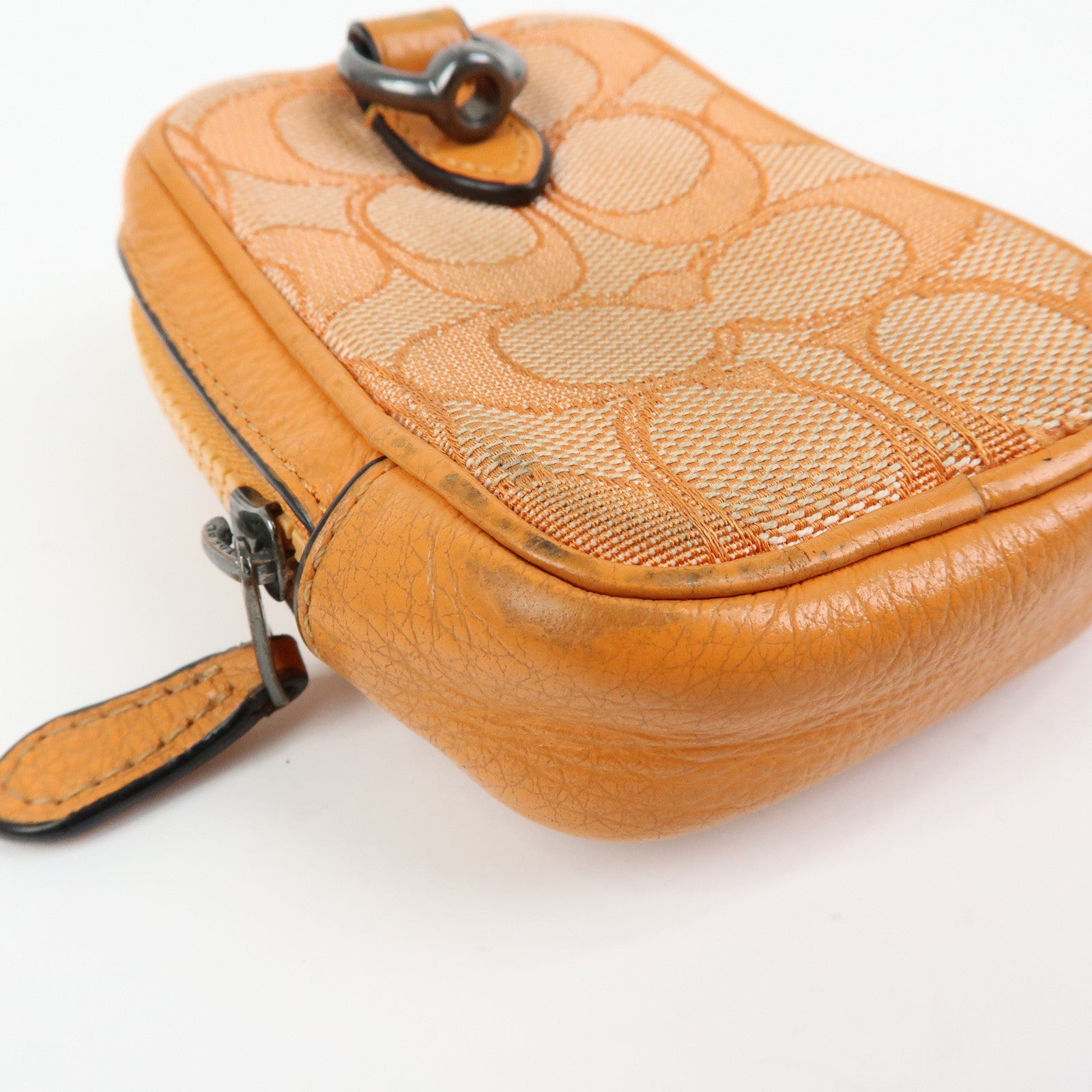 COACH Set of 3 Signature PVC Canvas Leather Key Case Pouch