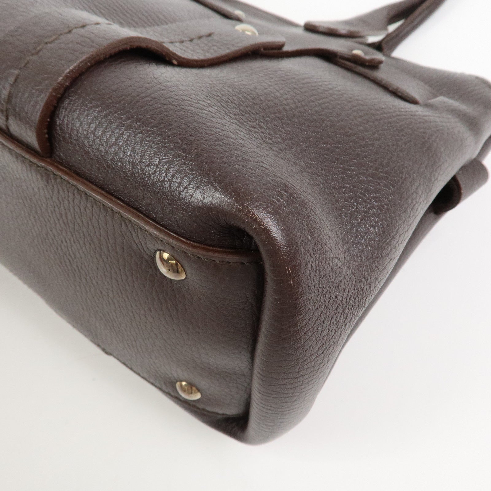 Ferragamo Logo Leather Tote Bag Shoulder Bag Brown