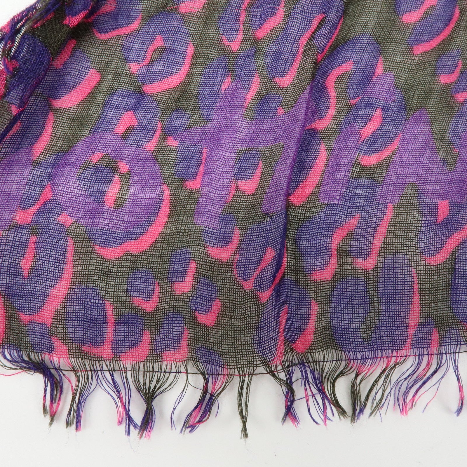 Louis Vuitton Cashmere Silk Scarf Leopard Purple Black 413287