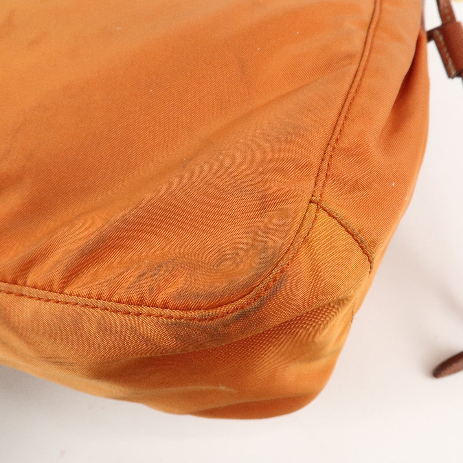 PRADA Logo Nylon Leather Shoulder Bag Crossbody Bag Orange BT0692 Used