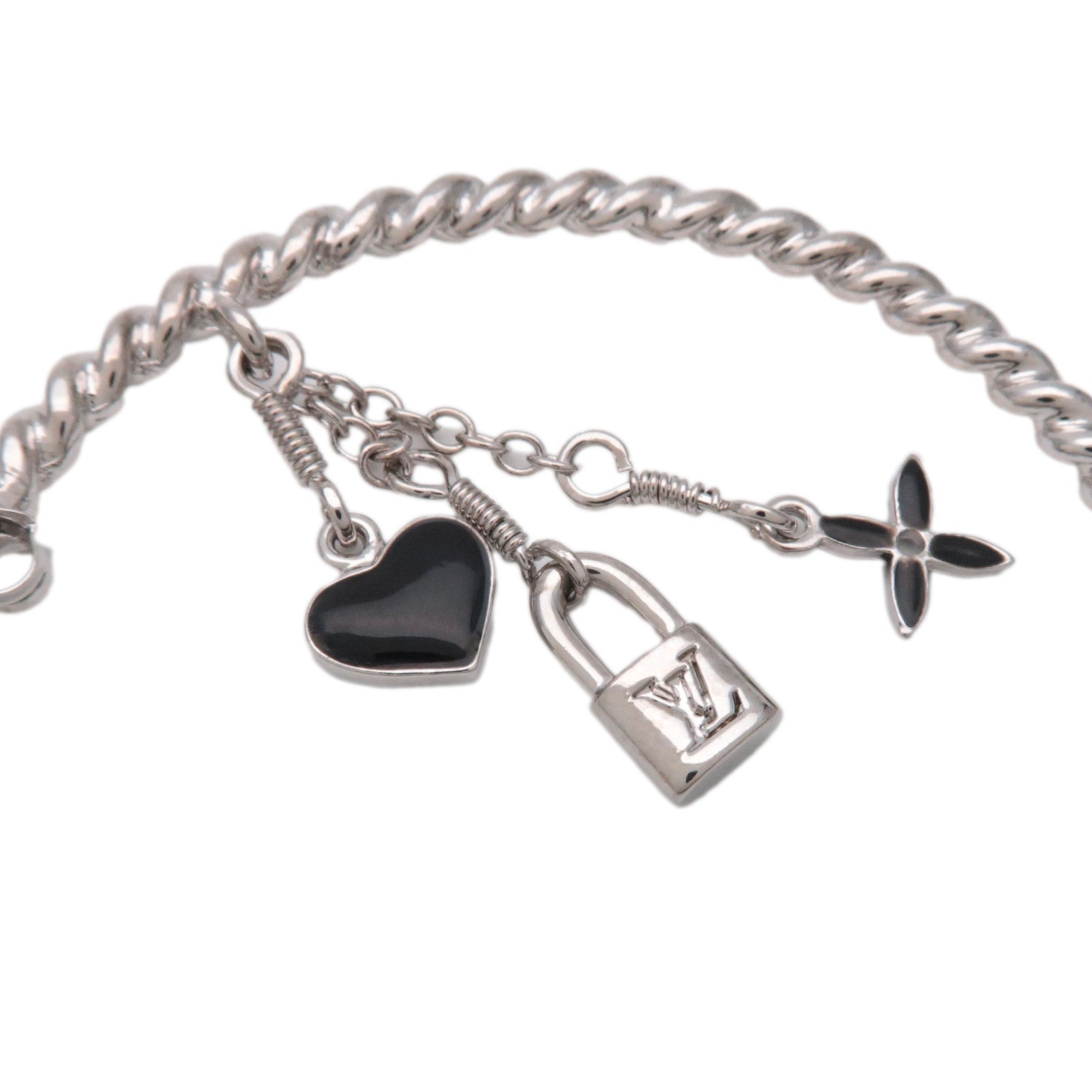 Louis Vuitton Creole Sweet Monogram Metal Earrings Silver M65679 Used