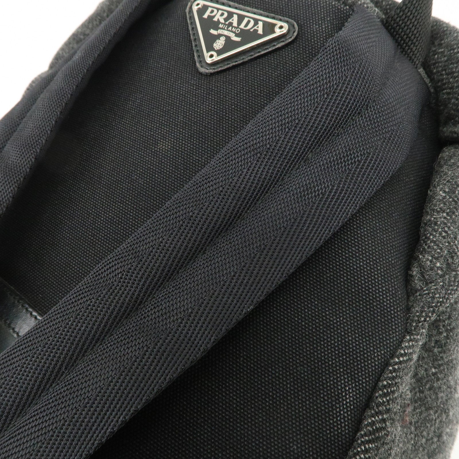 PRADA Triangle Logo Wool Mini Backpack Racksuck Gray V203