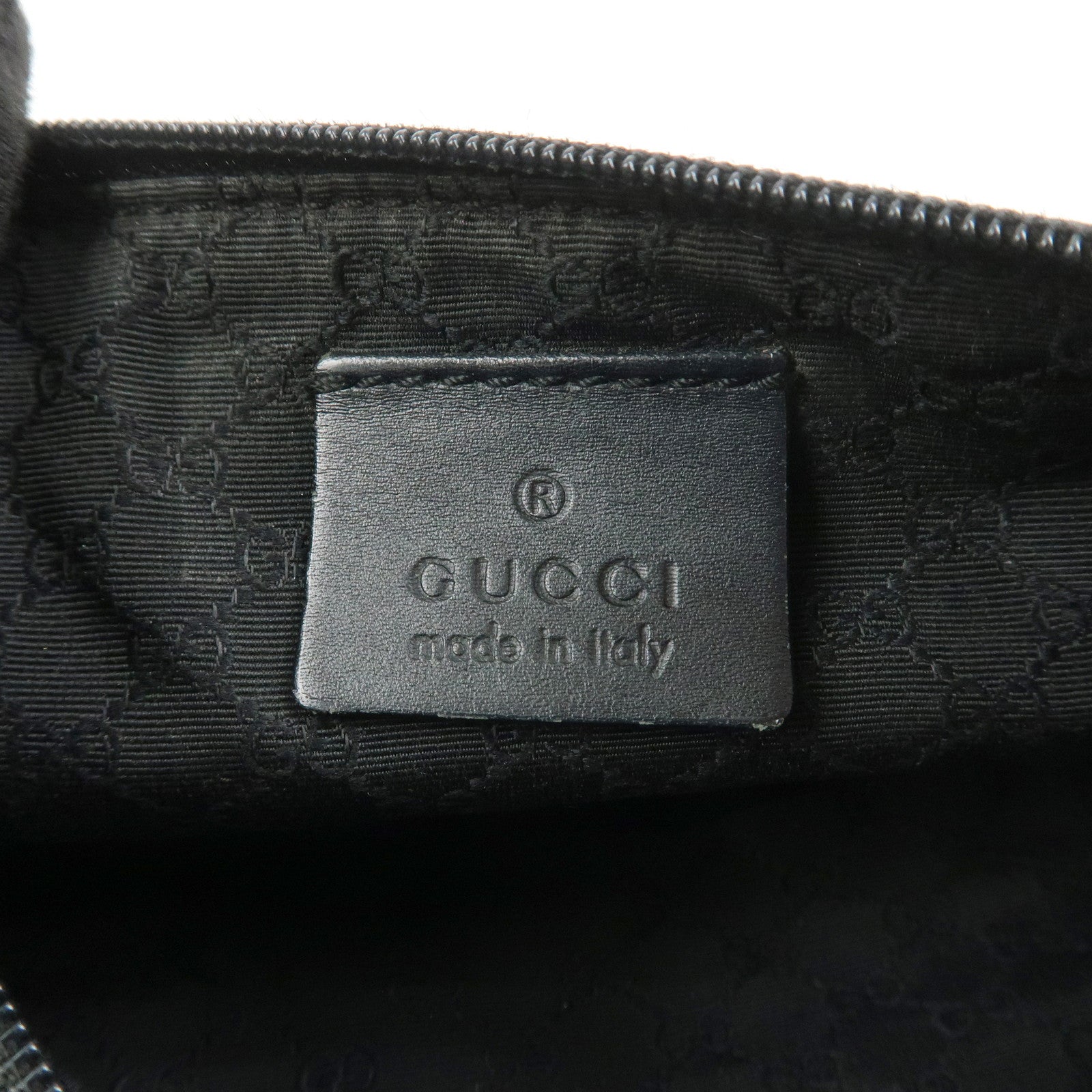 GUCCI Sherry Canvas Leather Accessory Pouch Hand Bag Navy 92820