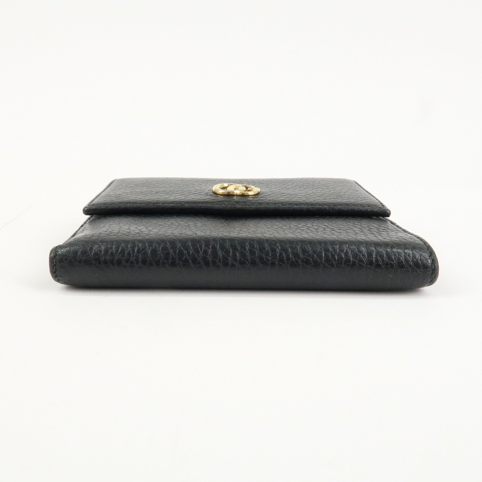 GUCCI GG Marmont Leather Double Hook Wallet Black 456122 Used