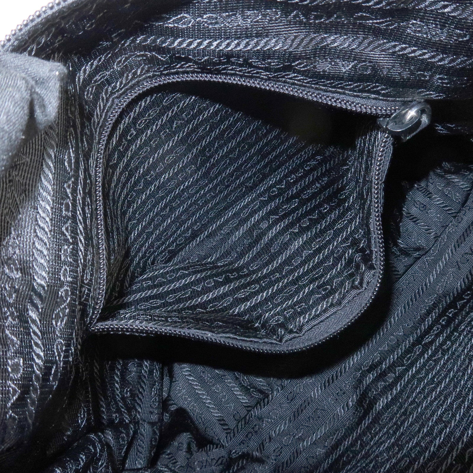 PRADA Triangle Logo Nylon Leather Shoulder bag Black