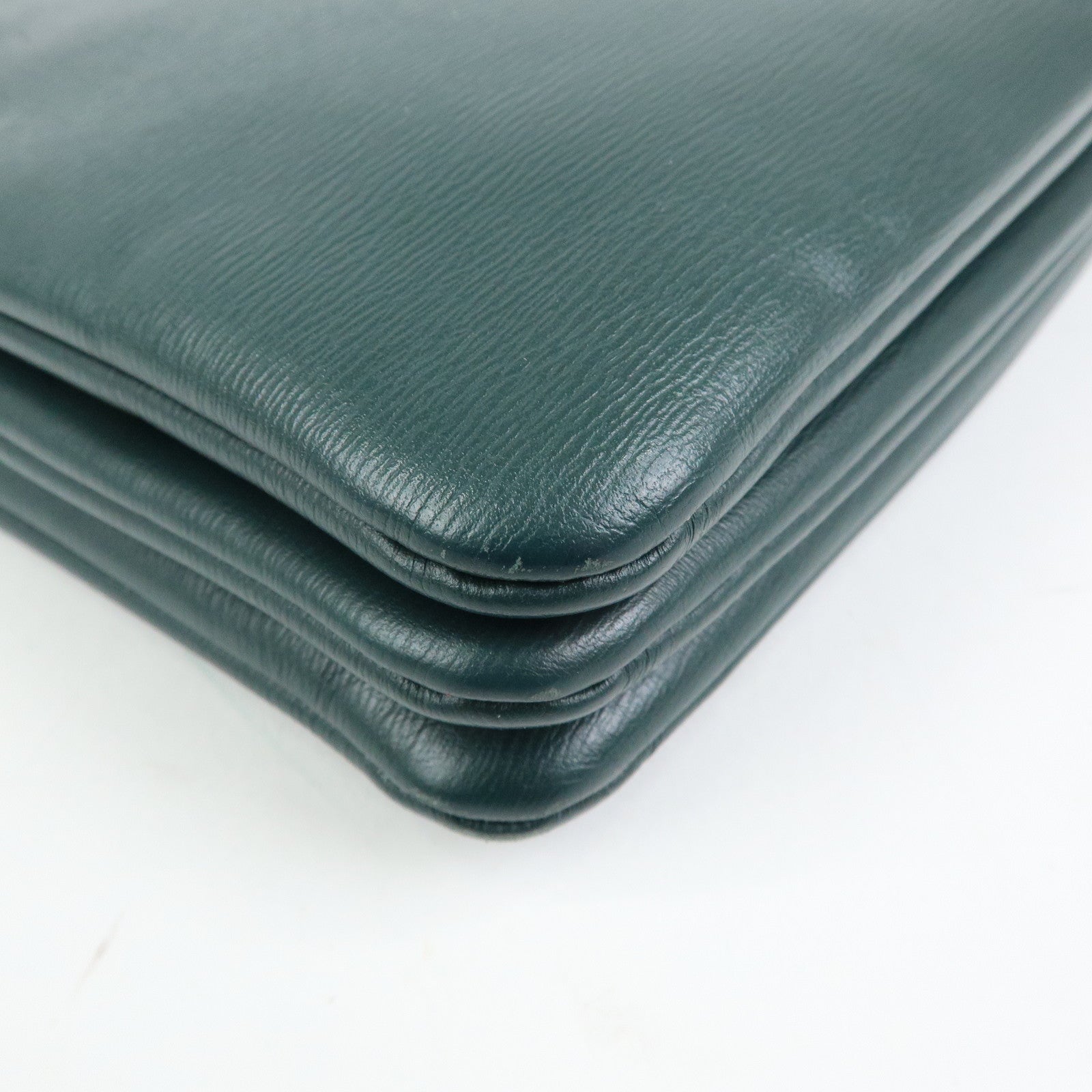 CELINE Trio Leather Shoulder Bag Three Detachable Pouch Dark Green