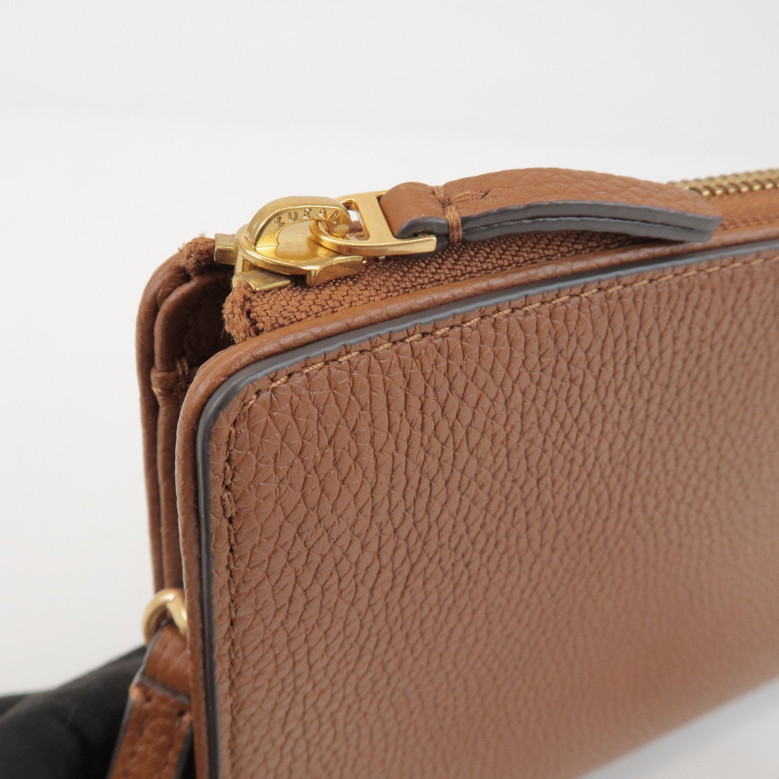 TORY BURCH Double T Leather Shoulder Bag Crossbody Bag Brown