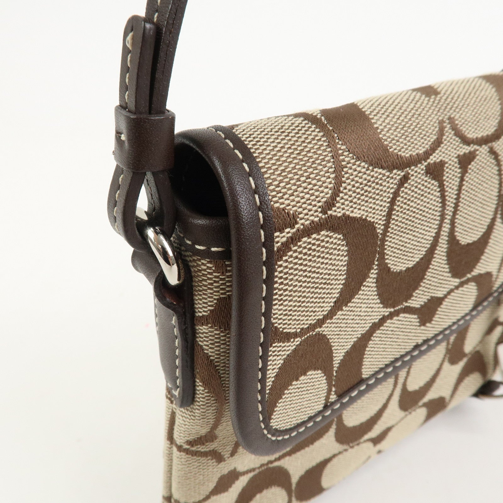 COACH Signature Canvas Leather Shoulder Bag Hand Bag Brown