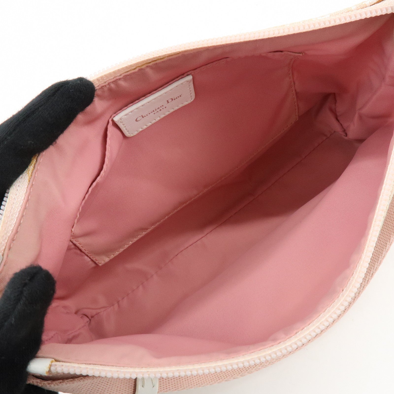 Christian Dior Trotter Canvas Leather Shoulder Bag Hand Bag Pink