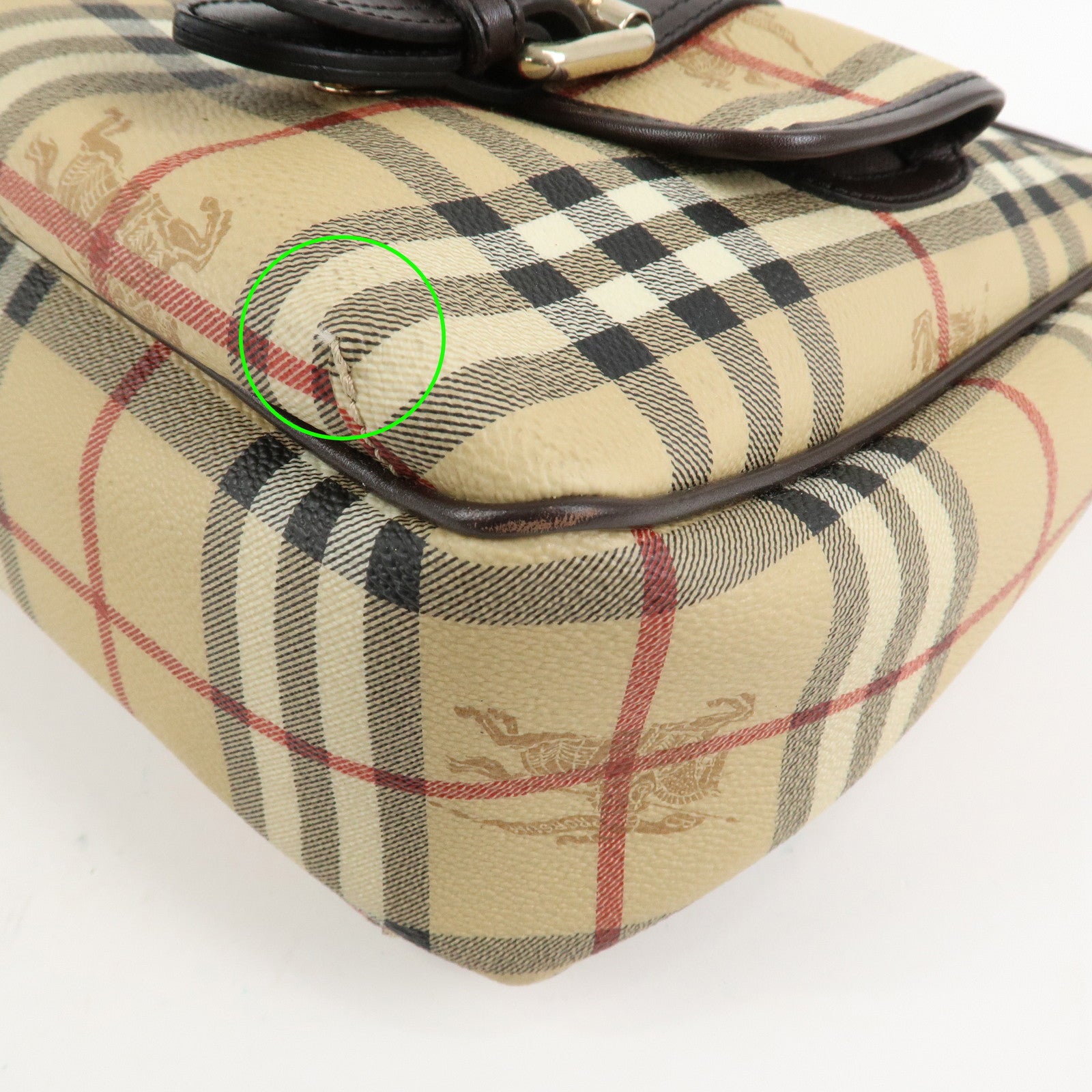 BURBERRY Nova Plaid Canvas Leather Shoulder Bag Hand Bag Used
