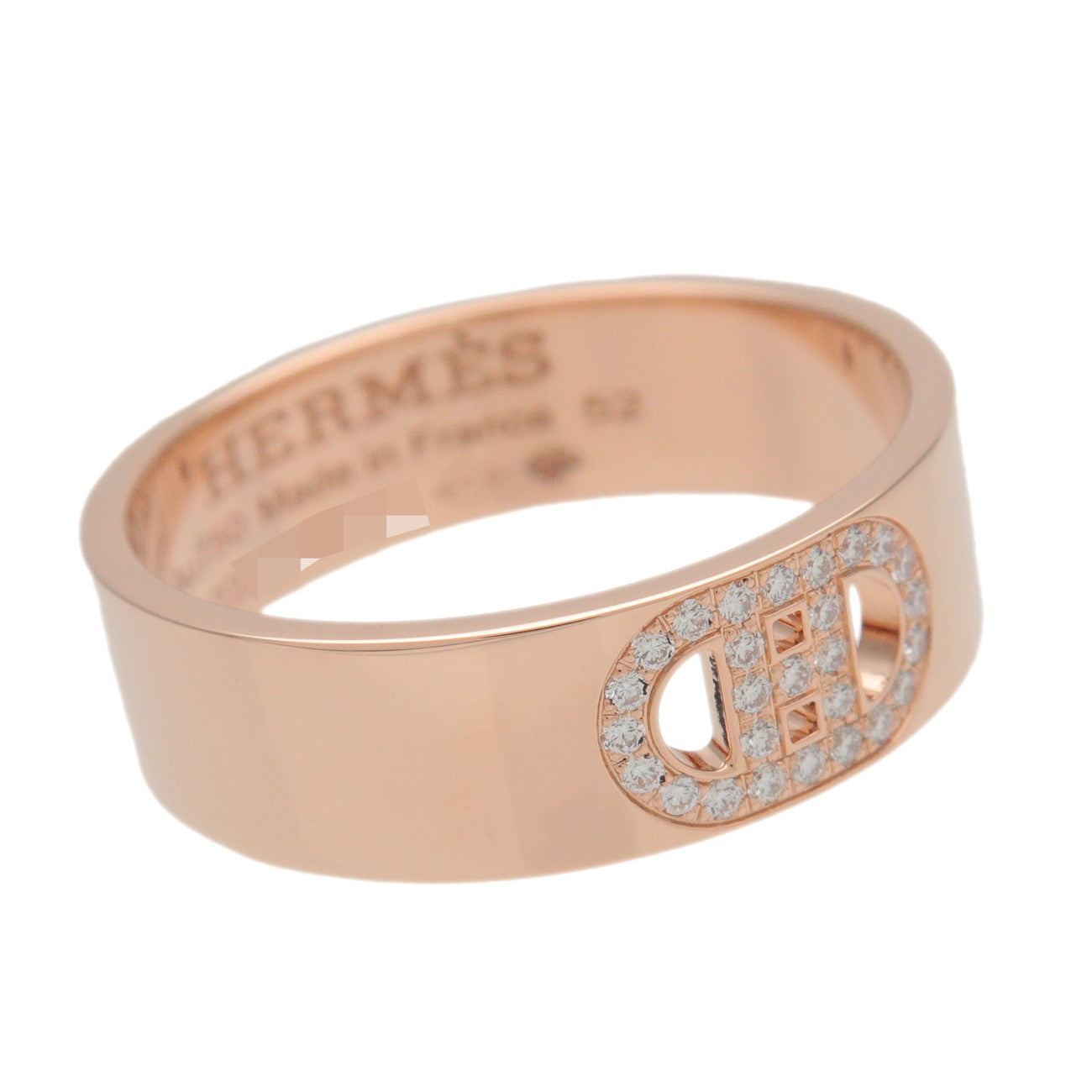HERMES H Dunkle PM Diamond Ring K18PG Rose Gold #52 US6 EU52 HK13
