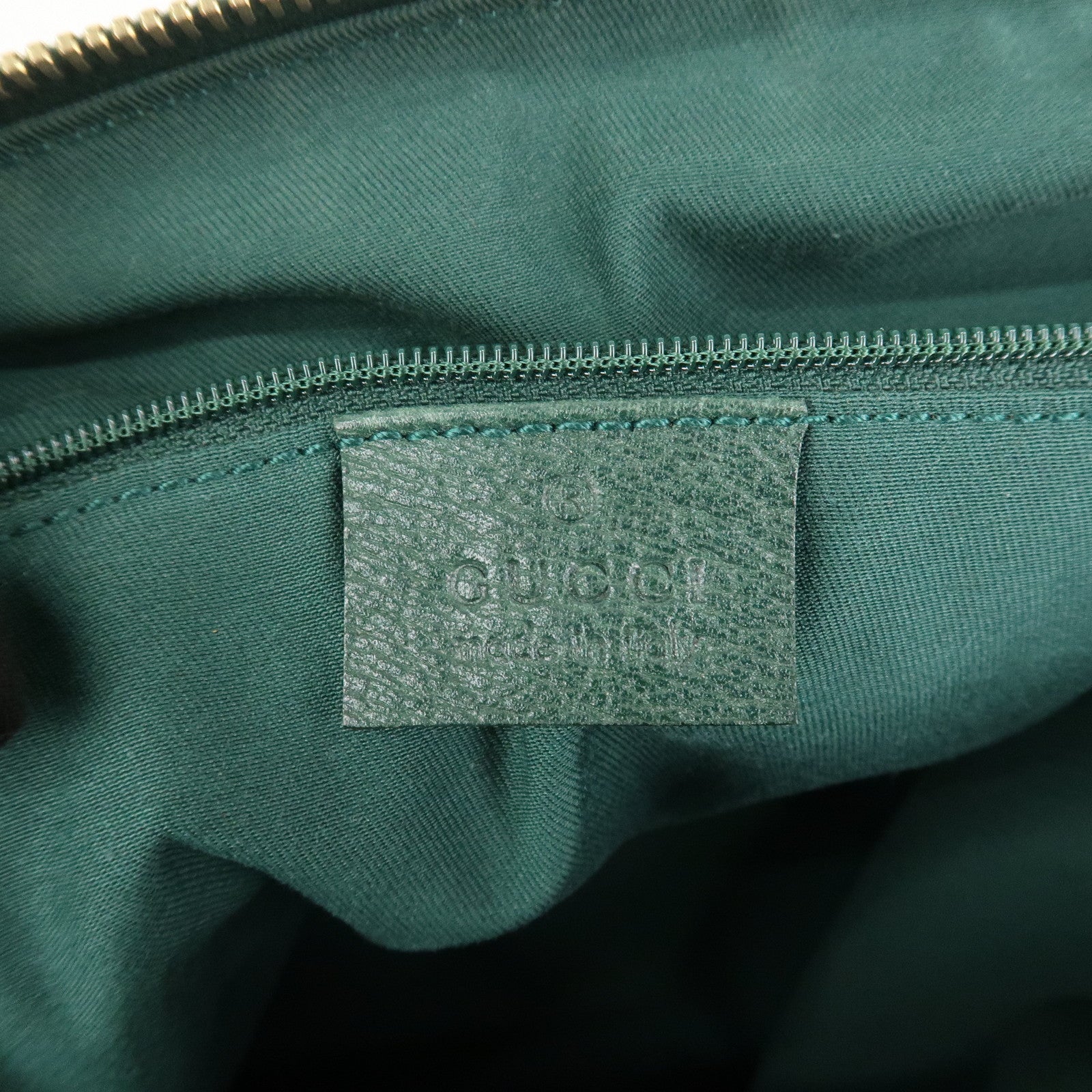 GUCCI Abbey GG Canvas Leather Tote Bag Beige Dark Green 141470