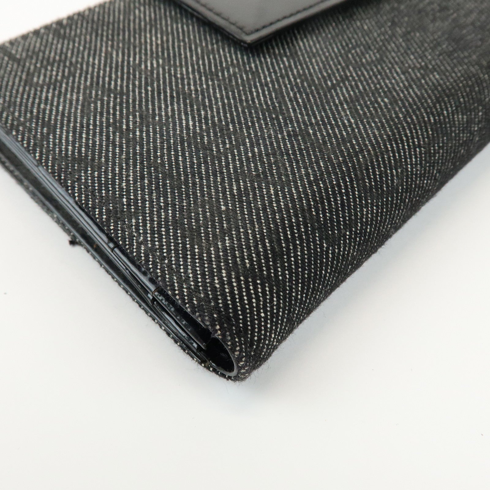 BVLGARI Logo Mania Canvas Leather Bi-fold Long Wallet Black
