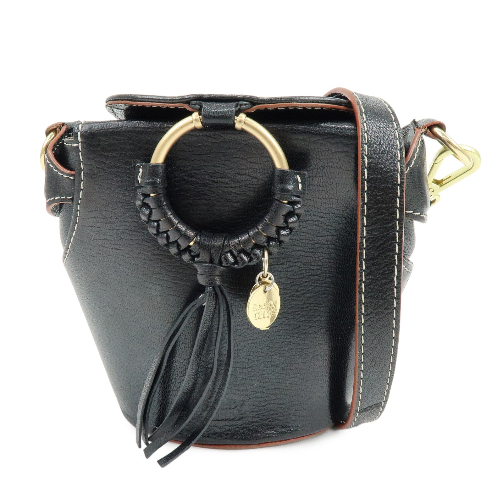 Chloe See by Chloe Leather Shoulder Crossbody Bag Black