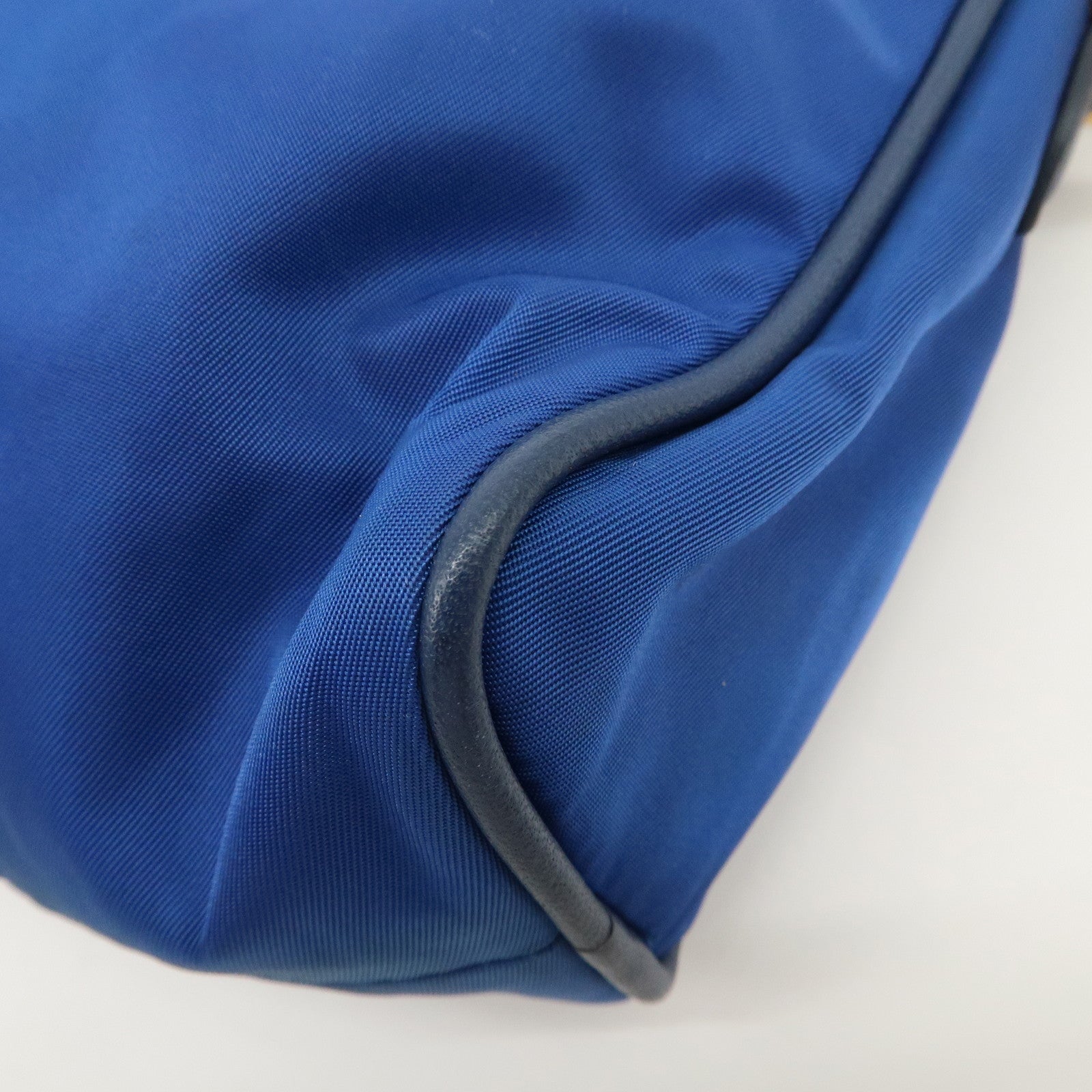 PRADA Triangle Logo Nylon Leather Mini Shoulder Bag Blue BN1834