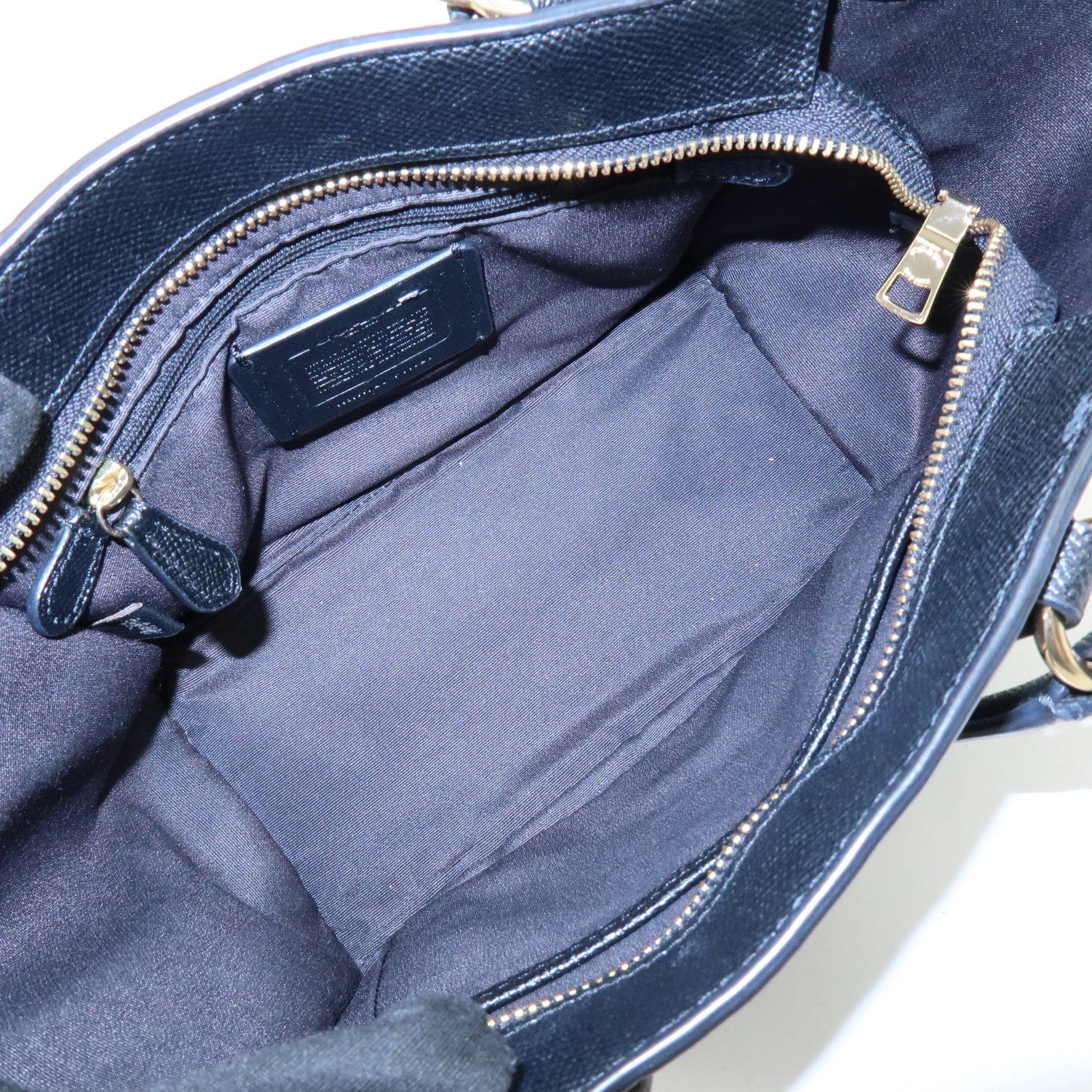 COACH Logo Leather Hand Bag Tote Bag Shouder Bag Black