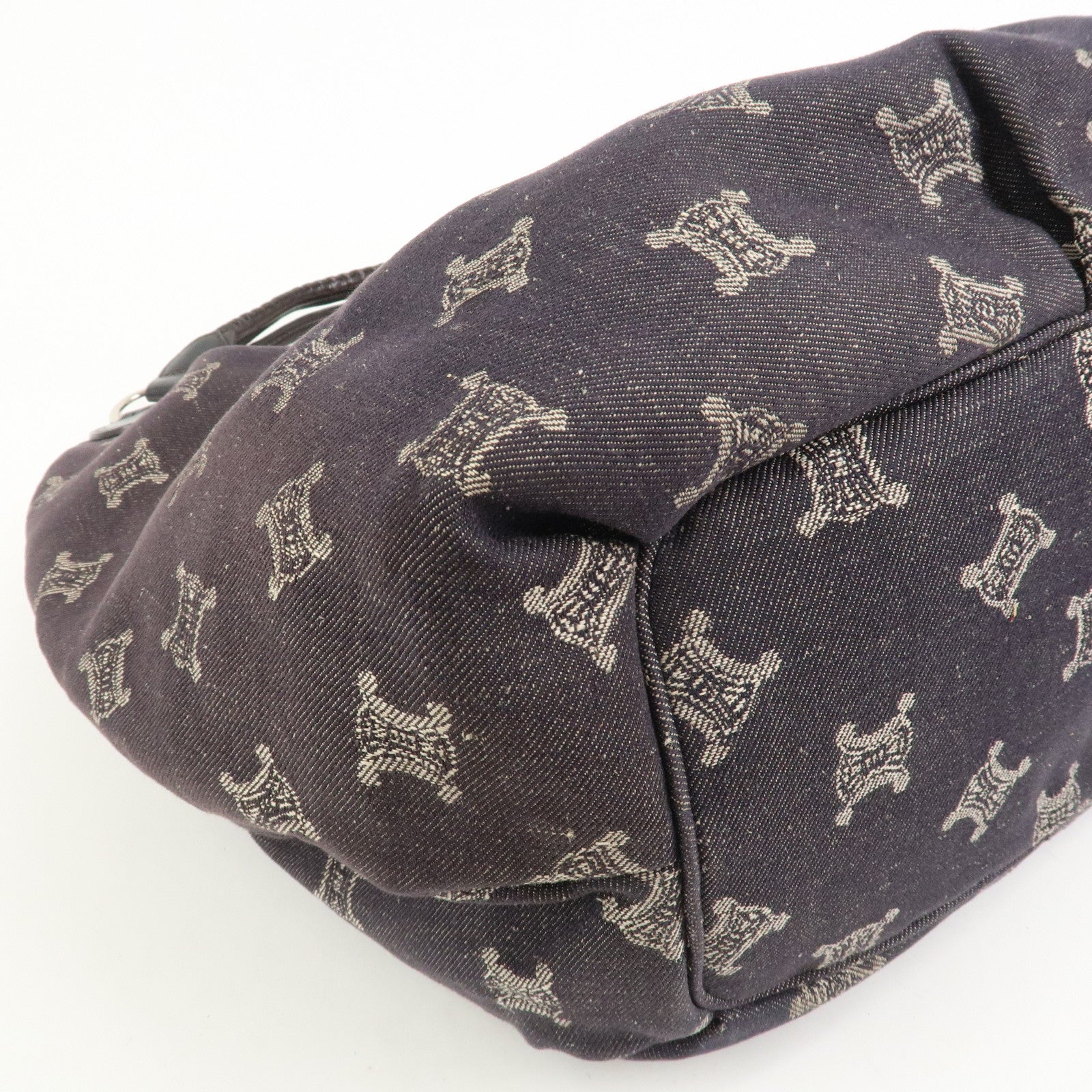 CELINE Macadam Denim Leather Shoulder Bag Hand Bag