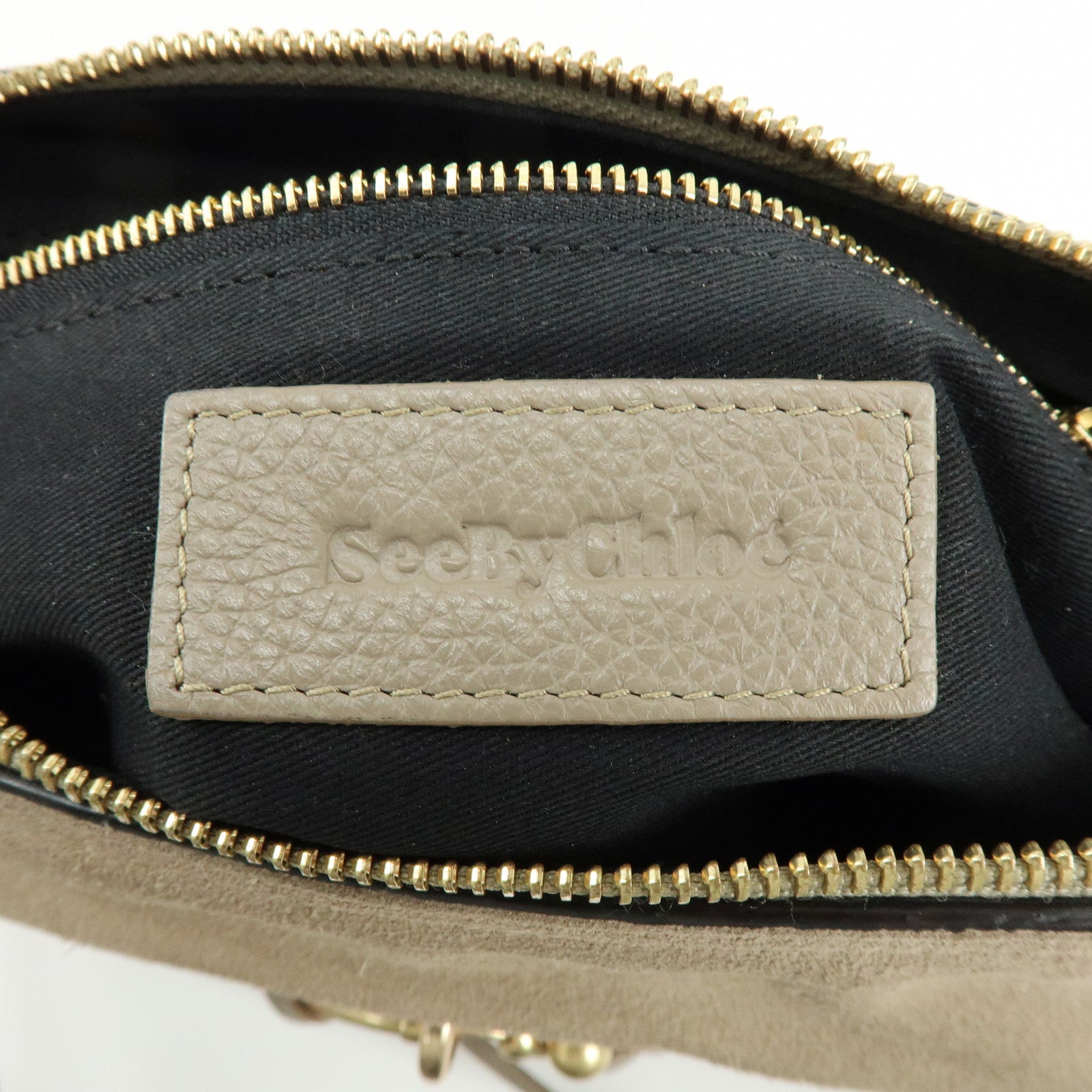 Chloe See By Chloe Leather Suede 2Way Bag Shoulder Bag Beige