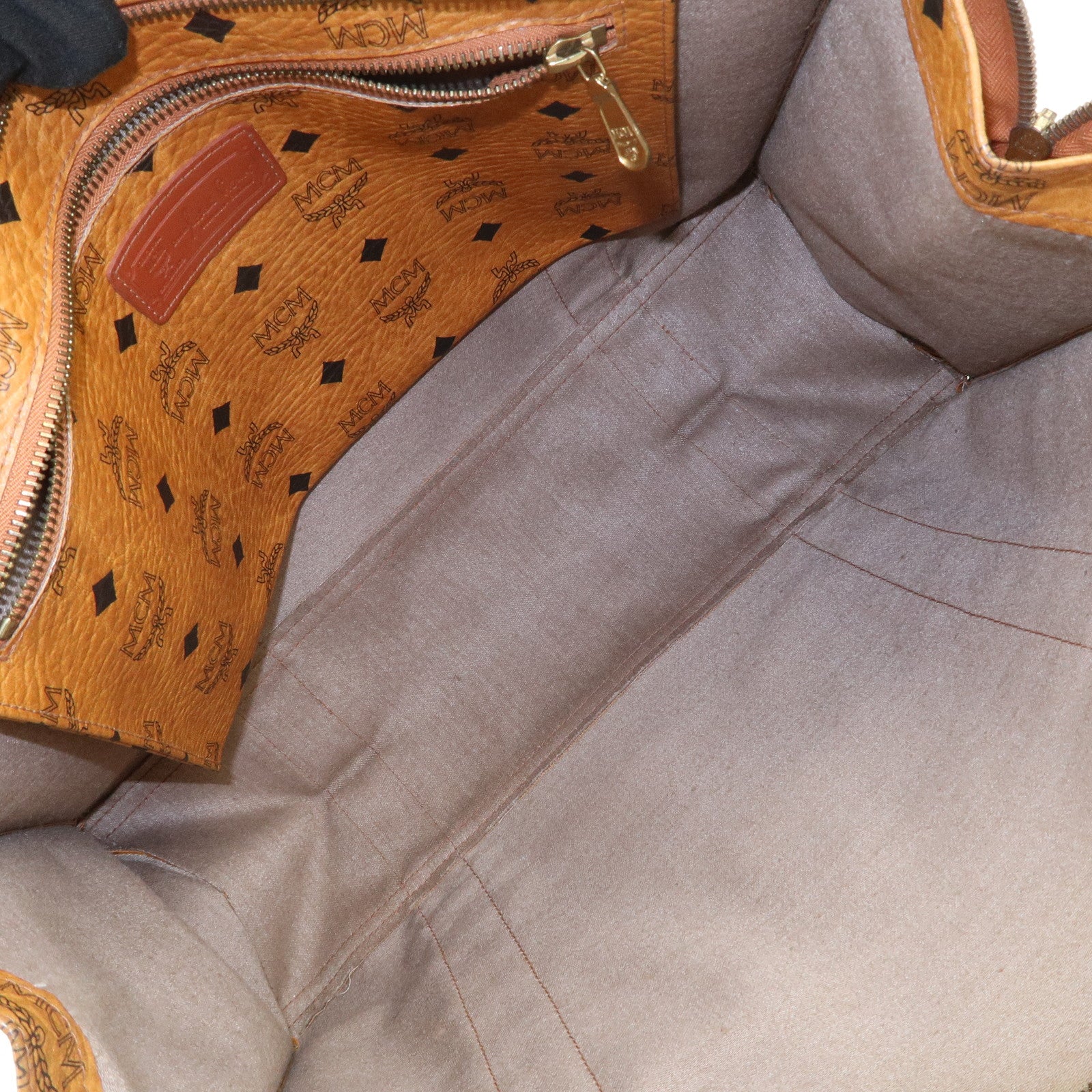 MCM Visetos Leather Shoulder Bag Tote Bag Brown