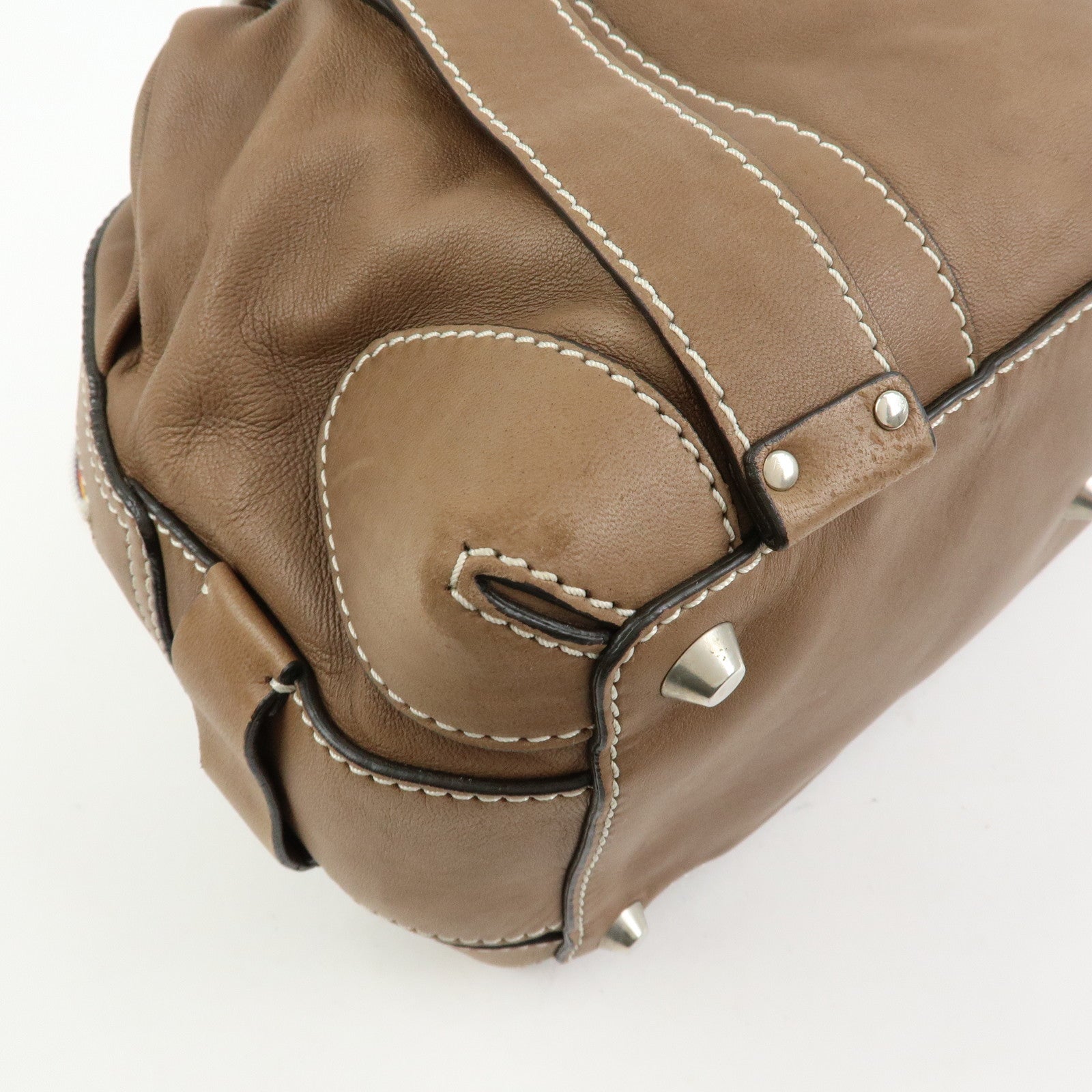 Chloe Patsy Leather Boston Bag Shoulder Bag Hand Bag Brown