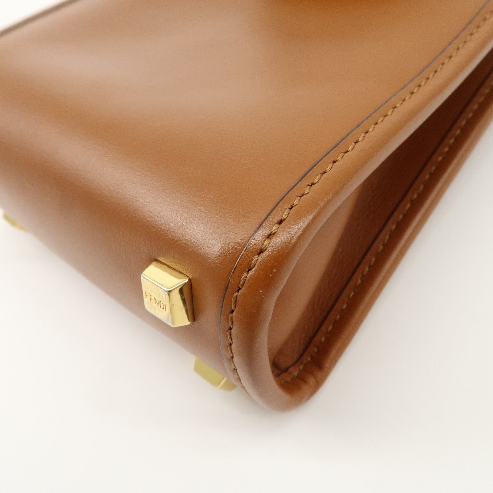 FENDI Sunshine Leather Shopper Small 2Way Bag Shoulder Bag 8BS051 Used