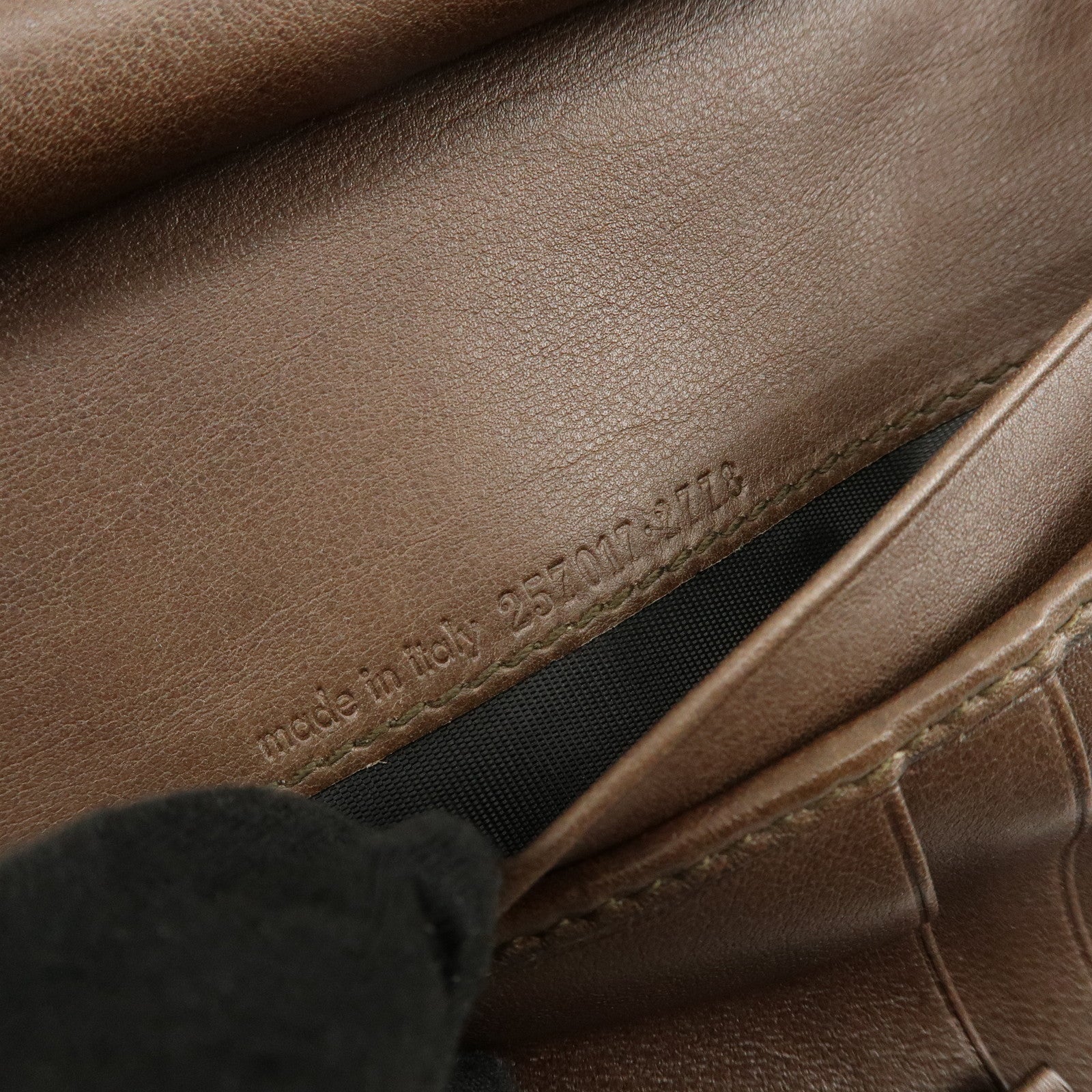 GUCCI Bamboo Leather Bi-fold Compact Wallet Brown 257017
