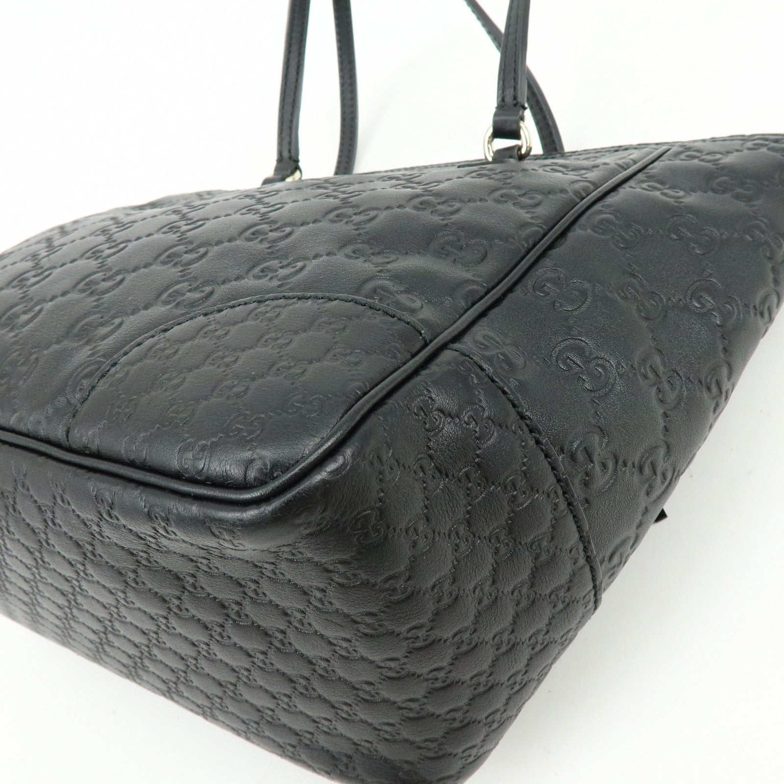 GUCCI Interlocking G Micro Guccissima Leather Hand Bag Black 353119