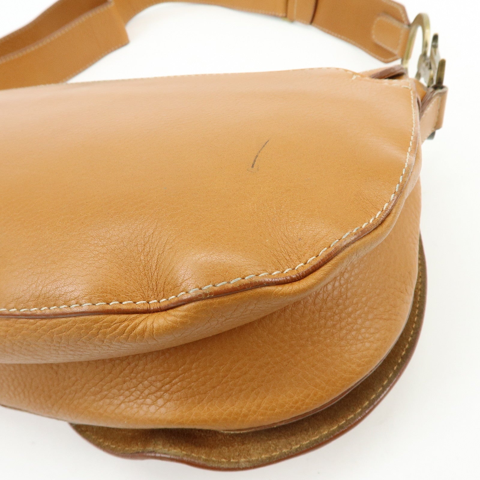 Christian Dior Saddle Leather Shoulder Bag Hand Bag Light Brown