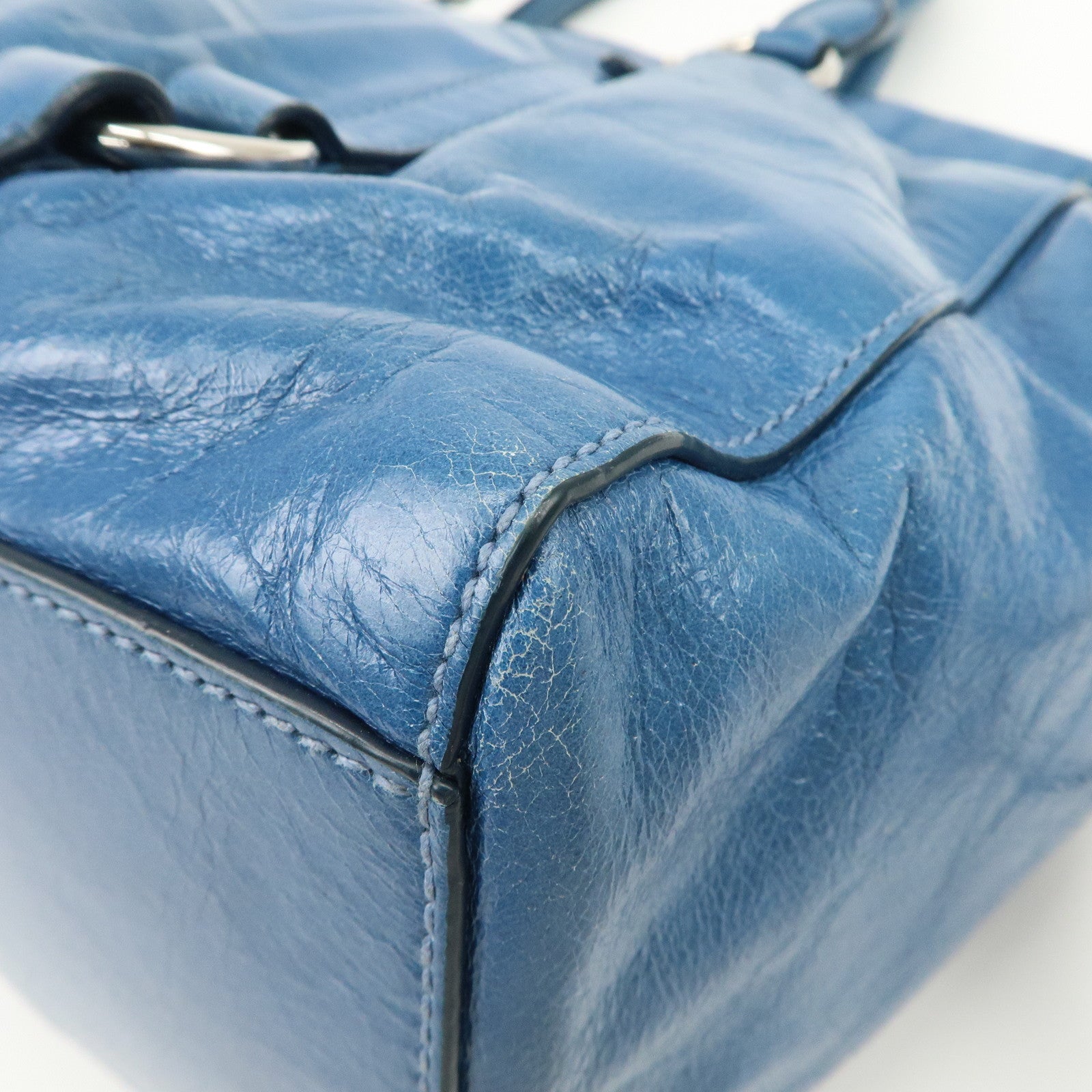 MIU MIU Leather 2Way Bag Shoulder Bag Hand Bag Blue RT0383
