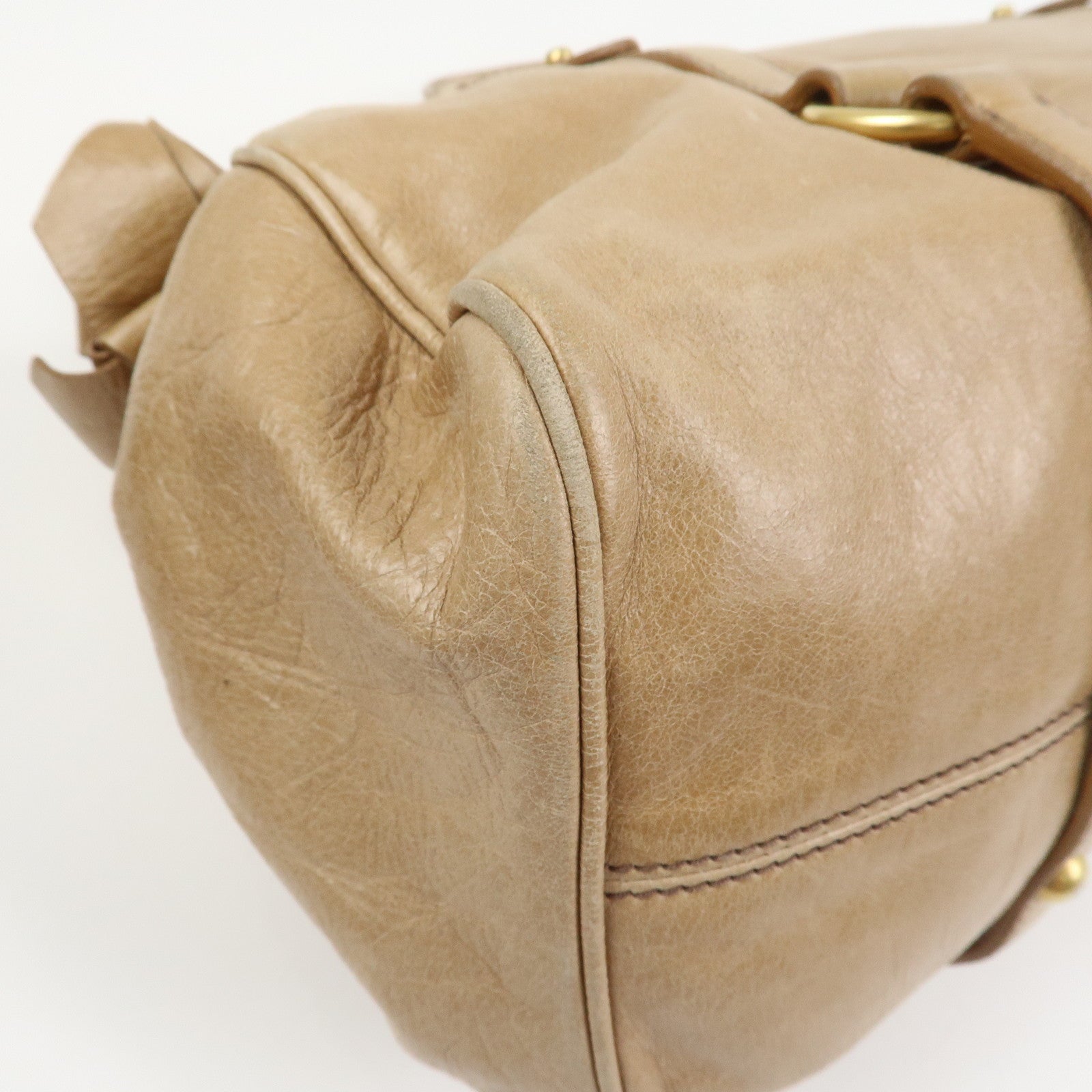 MIU MIU Side Ribbon Leather 2Way Hand Shoulder Bag Brown RT0438