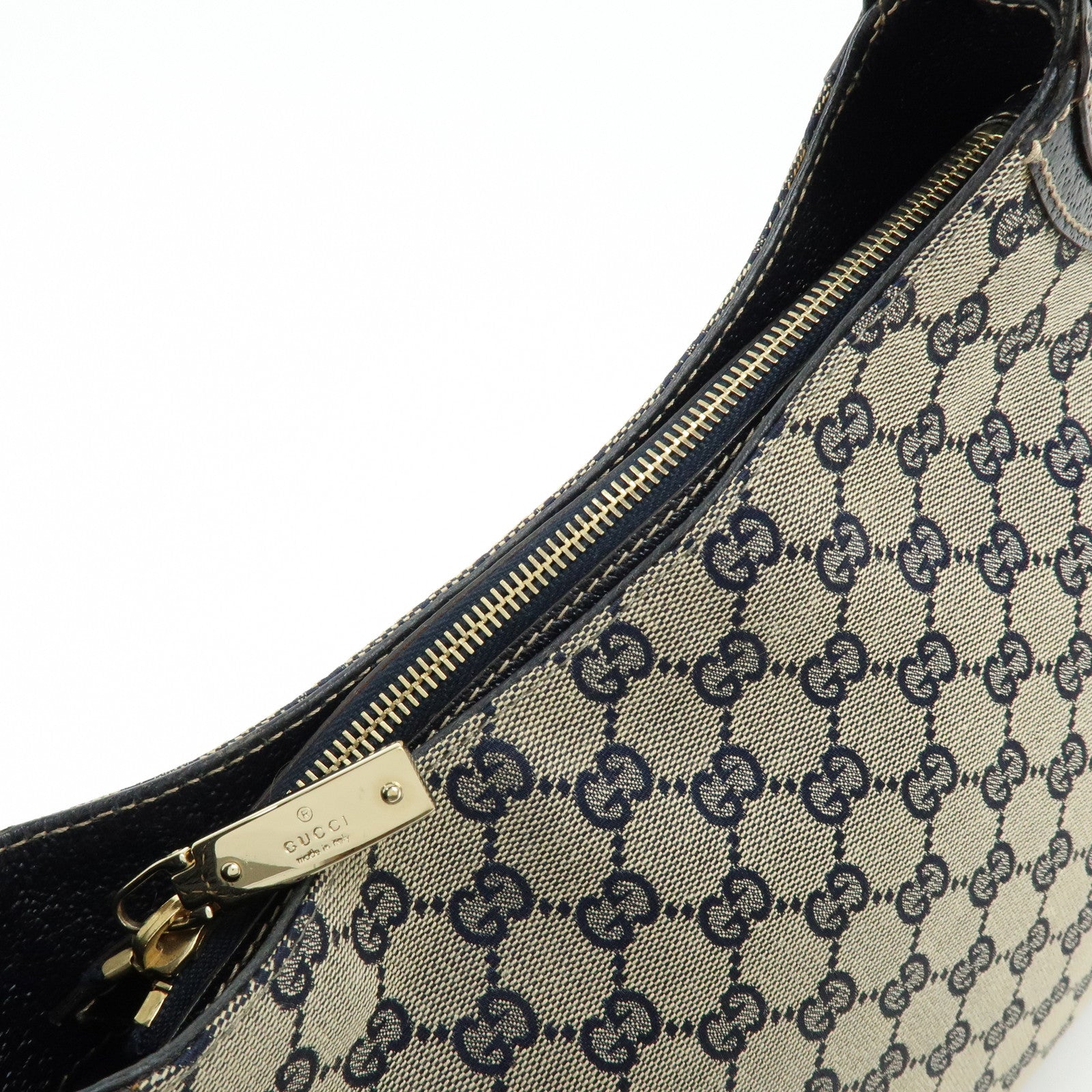 GUCCI Horsebit Sherry GG Canvas Leather Shoulder Bag Beige 145826