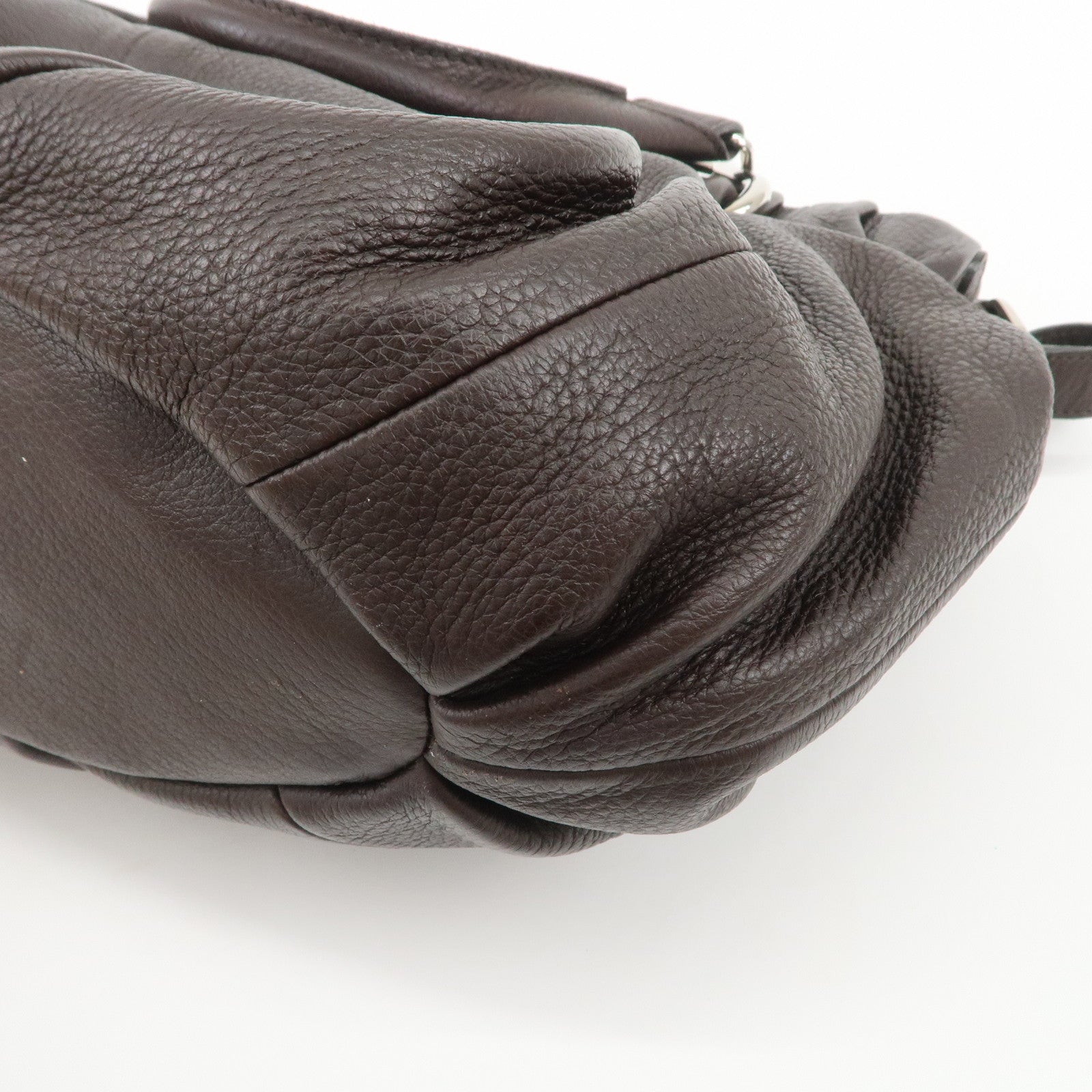 CELINE Macadam Pillow Small Leather 2Way Bag Dark Brown