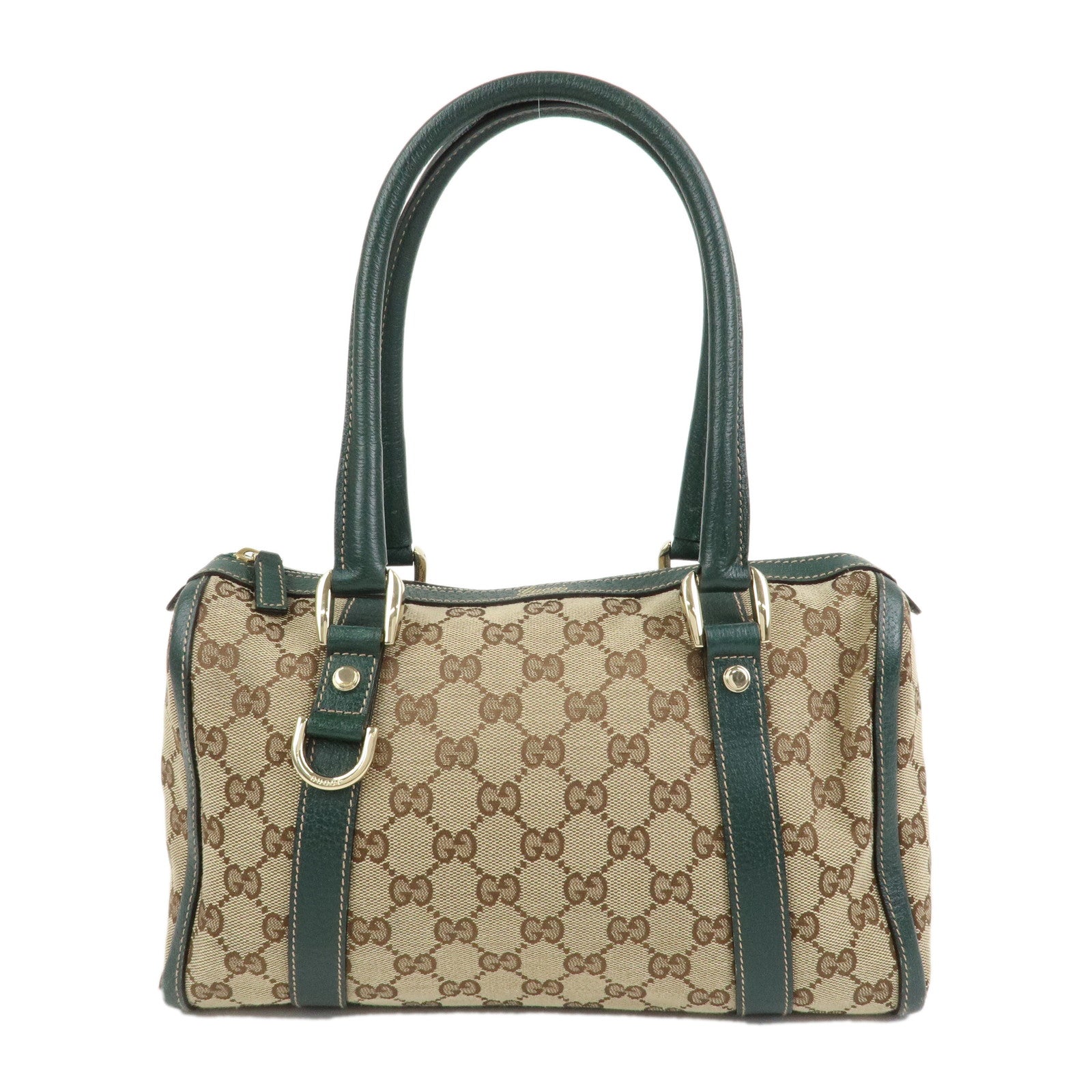 GUCCI Abbey GG Canvas Leather Mini Boston Bag Beige Green 130942